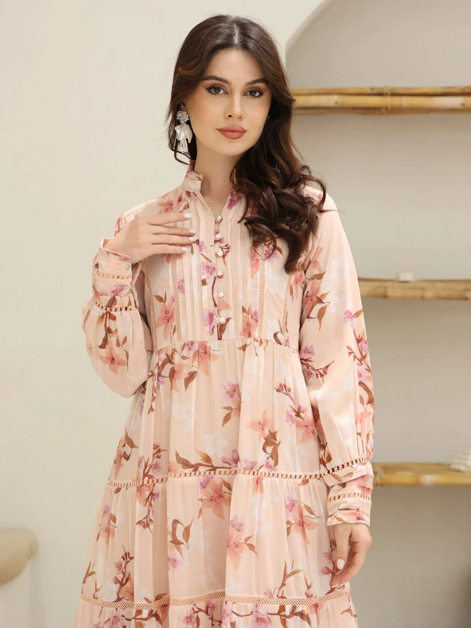 Ellana Floral Long Lacey Dress - Image 10