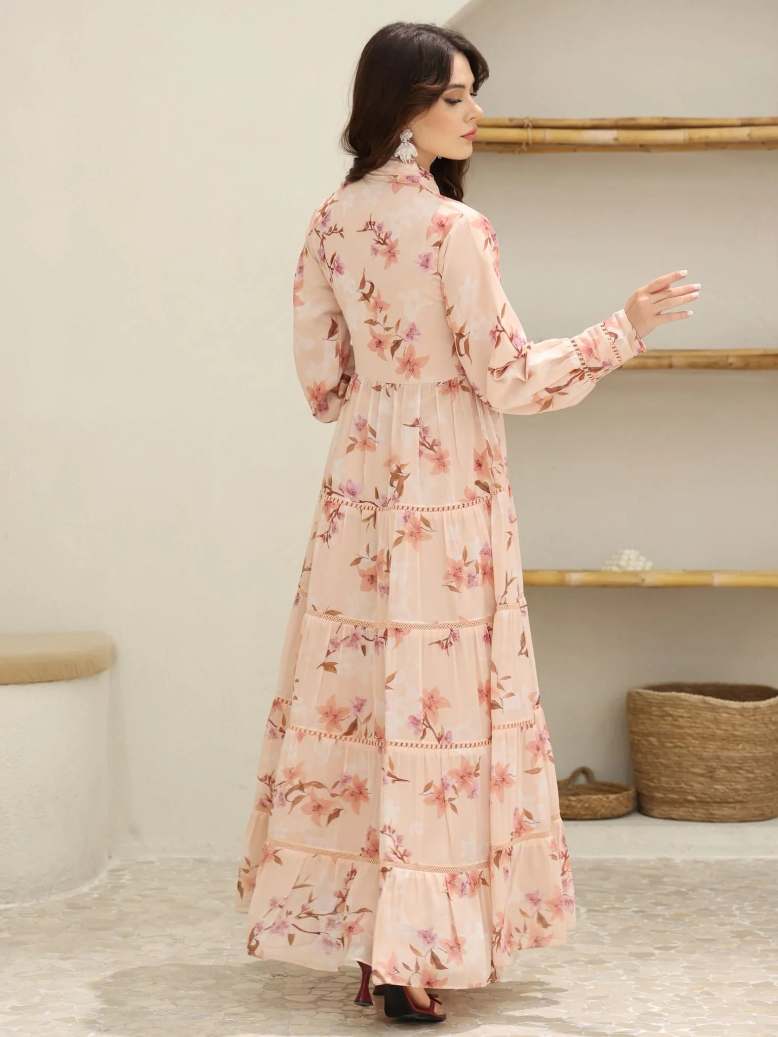 Ellana Floral Long Lacey Dress - Image 3