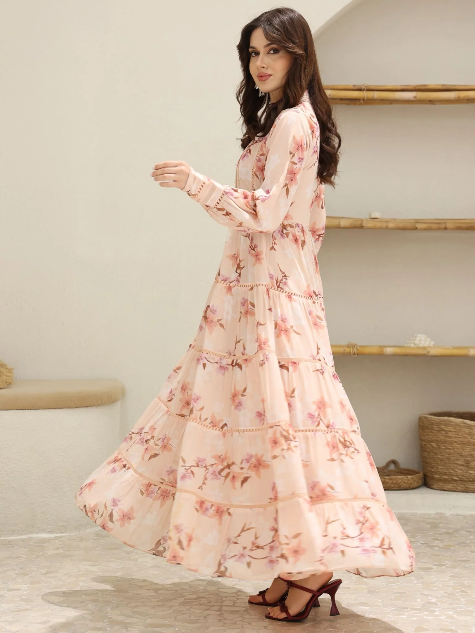 Ellana Floral Long Lacey Dress - Image 6