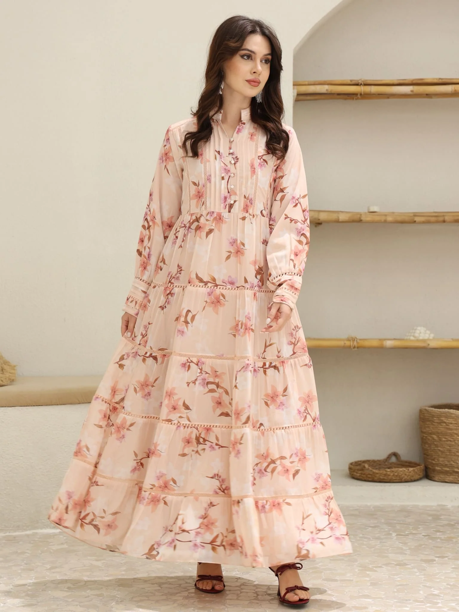 Ellana Floral Long Lacey Dress - Image 7
