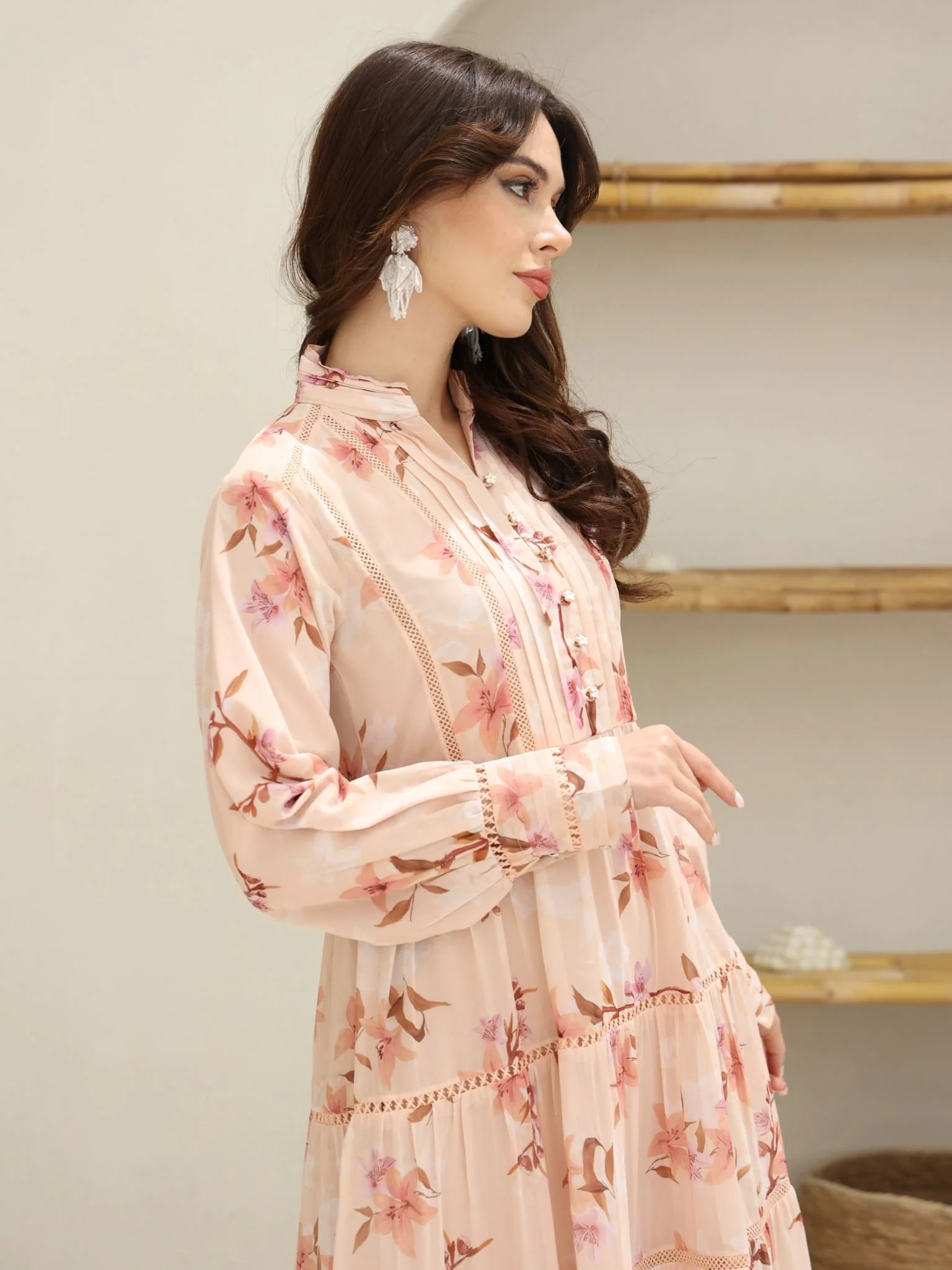 Ellana Floral Long Lacey Dress - Image 8