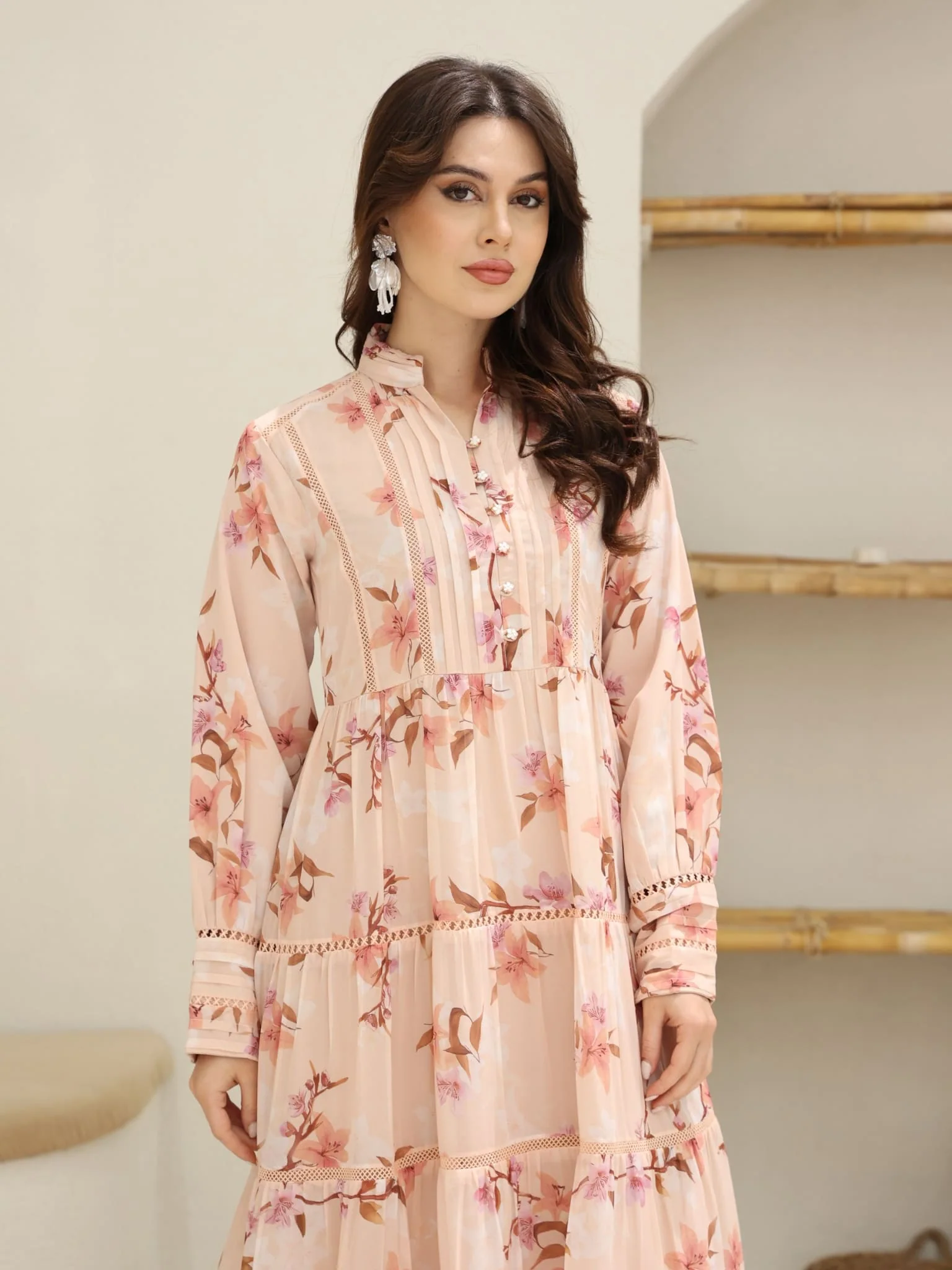 Ellana Floral Long Lacey Dress - Image 9
