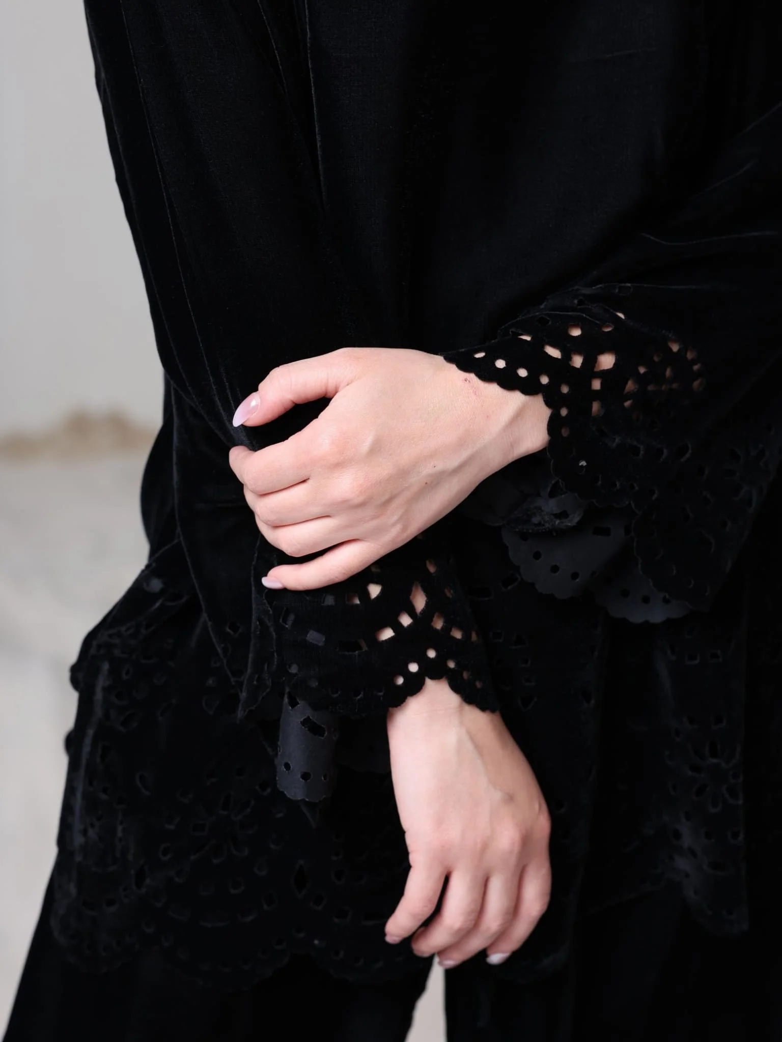 Eloise Black Velvet Cut Work Co Ord Set - Image 5