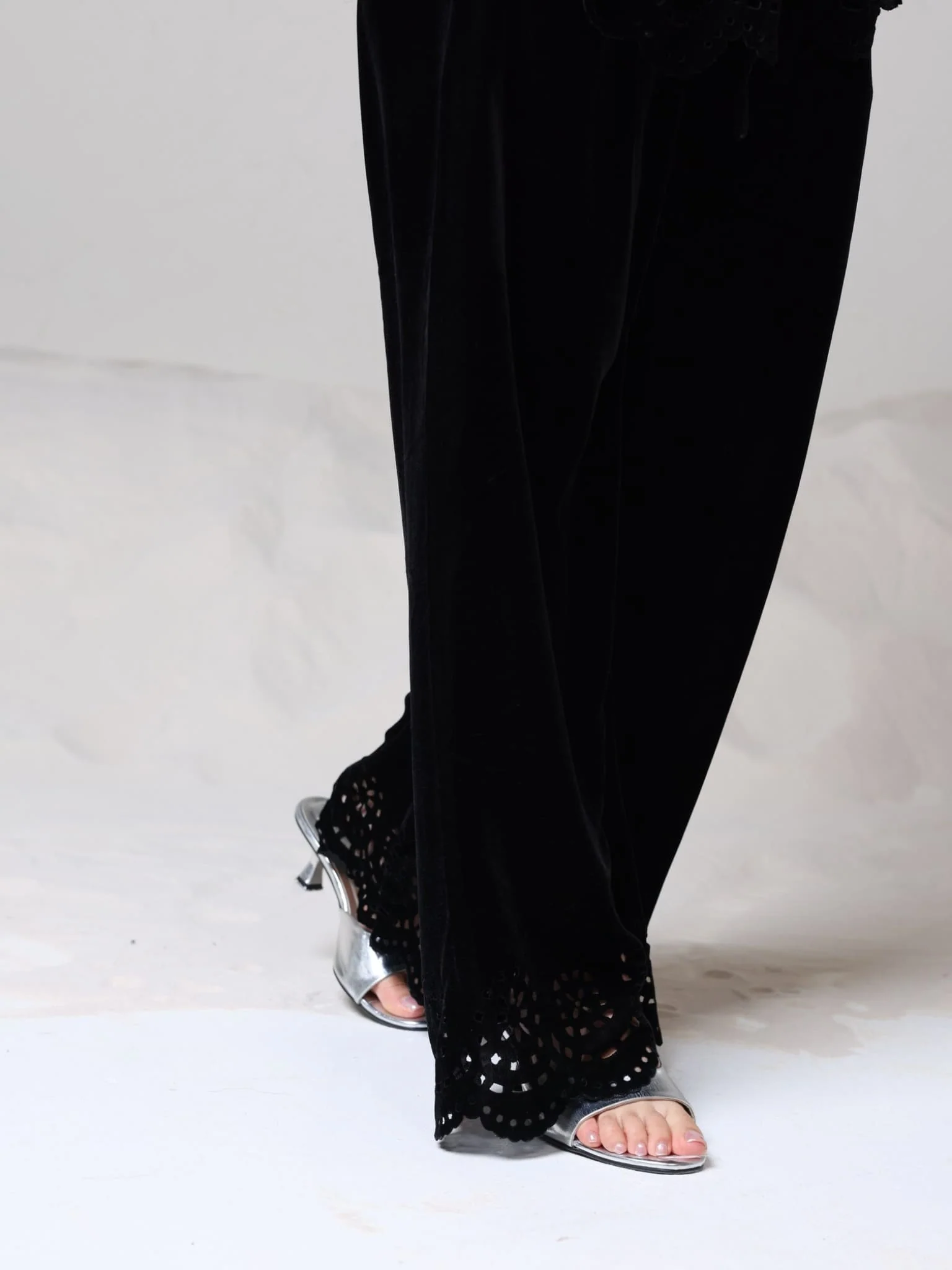 Eloise Black Velvet Cut Work Co Ord Set - Image 7
