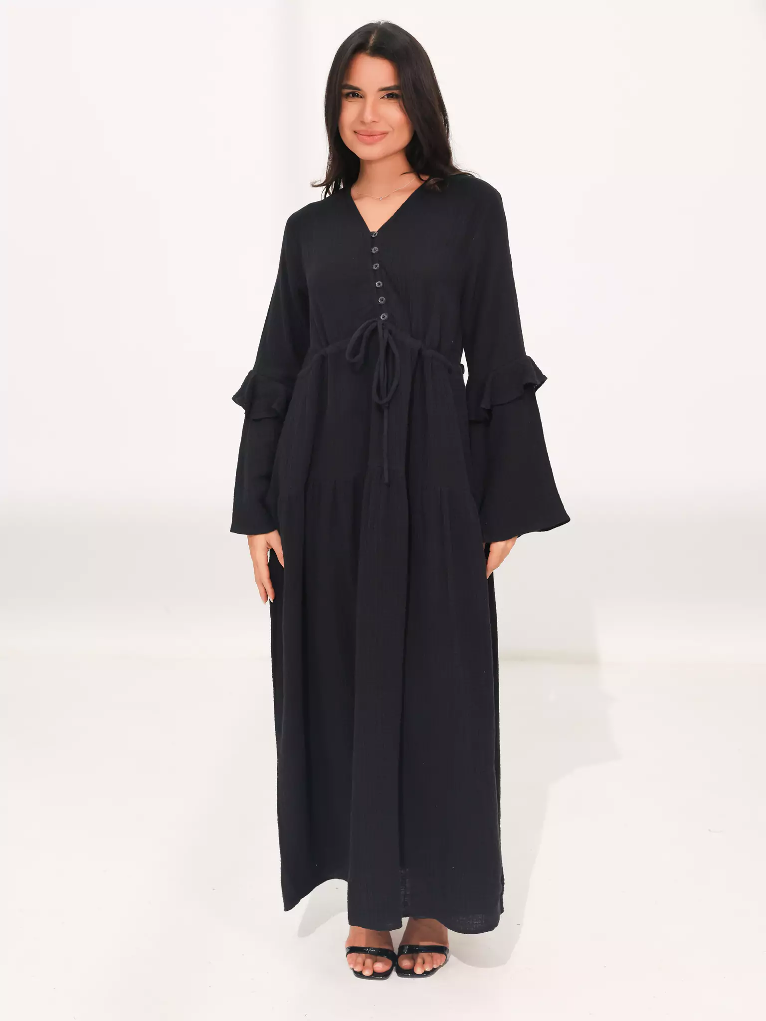 Elowen Muslin Black Long Dress - Image 5
