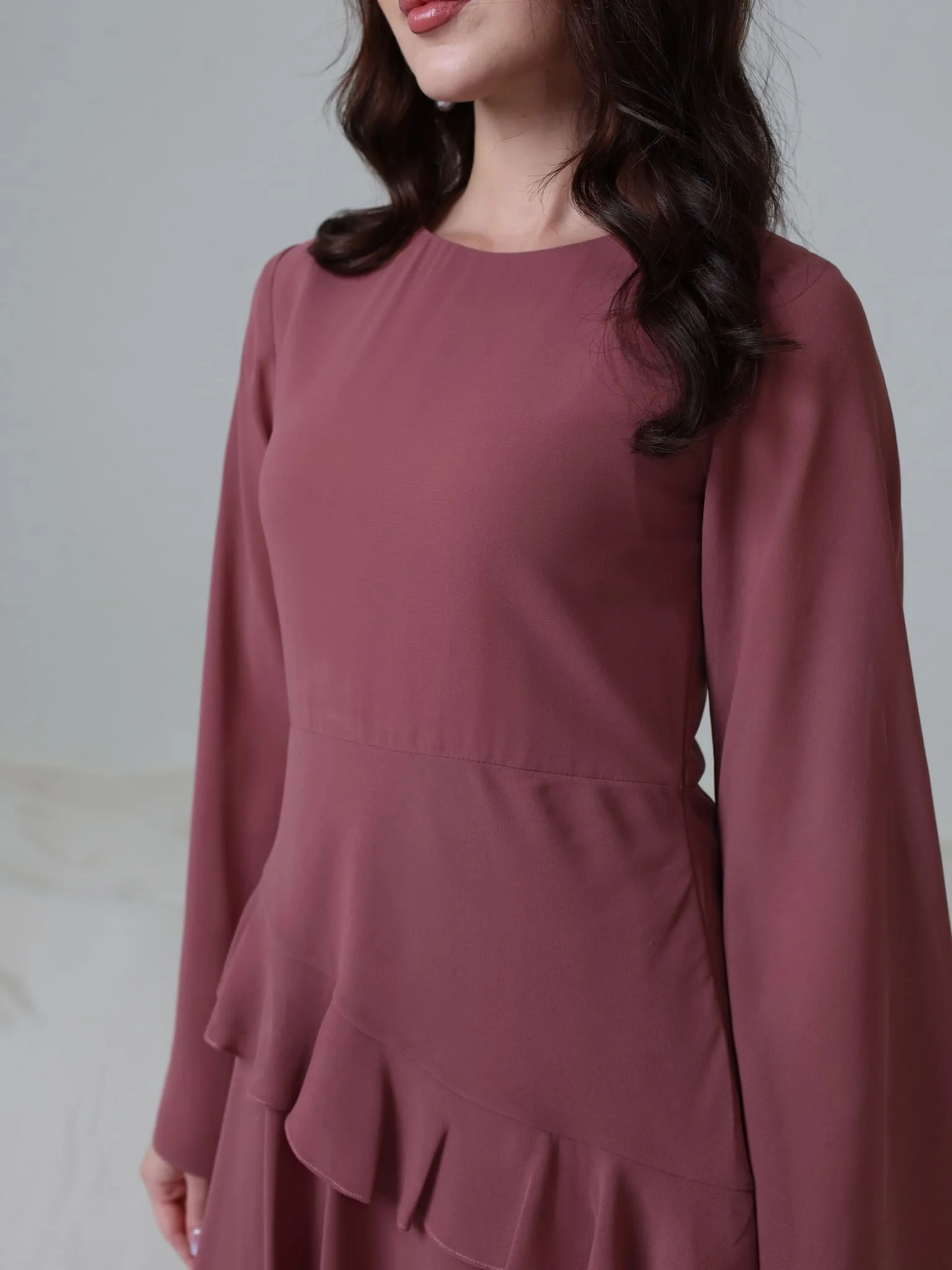 Elsie Mauve Solid Long Dress - Image 2