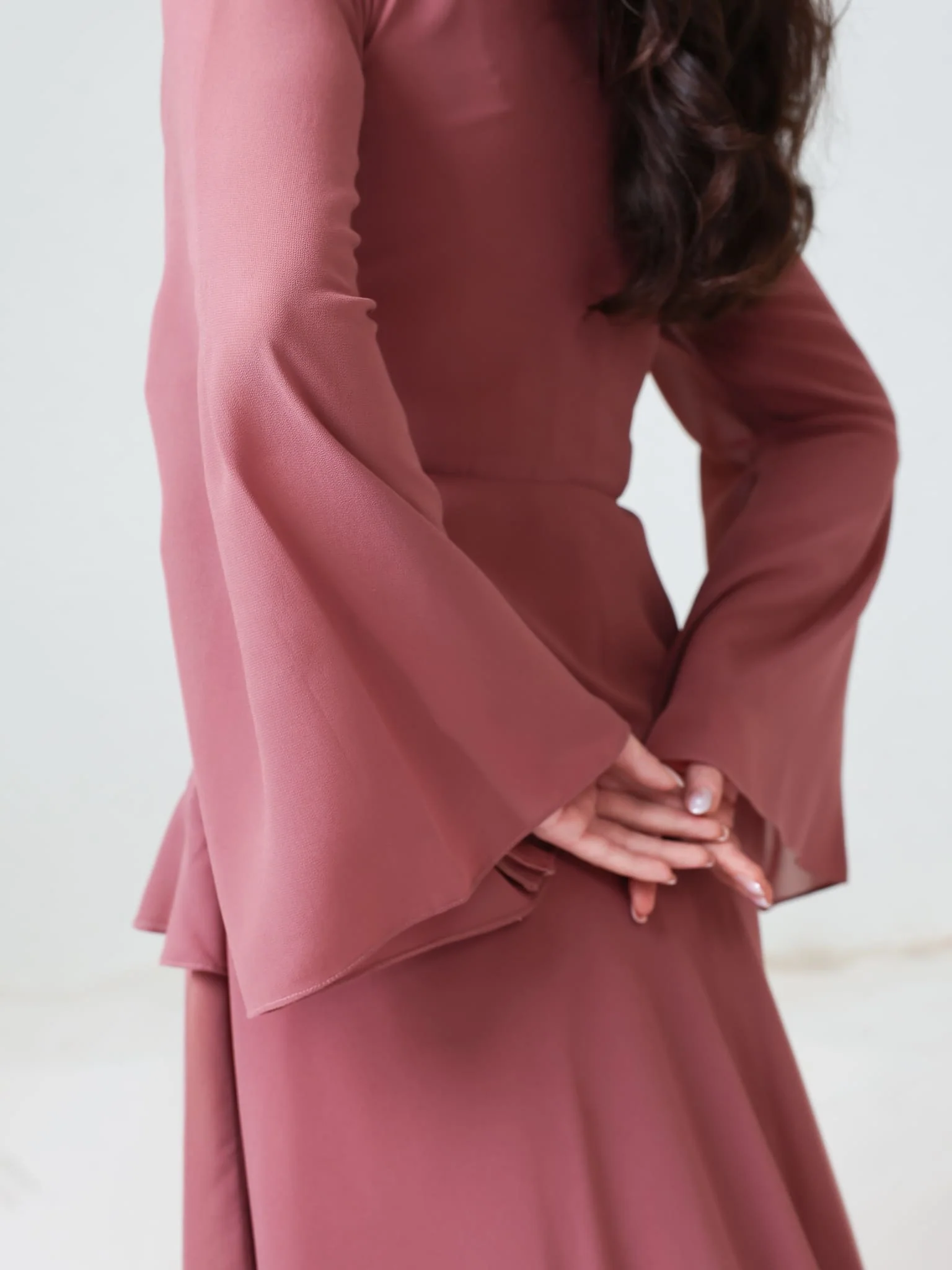 Elsie Mauve Solid Long Dress - Image 3