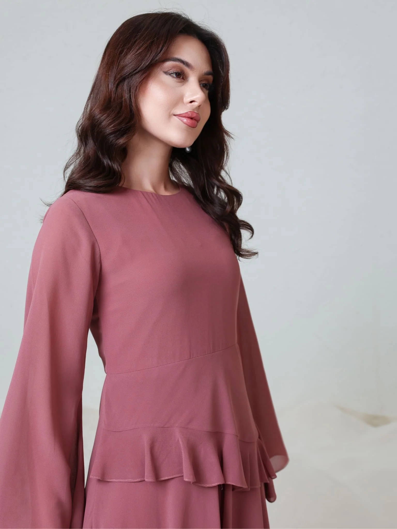 Elsie Mauve Solid Long Dress - Image 6