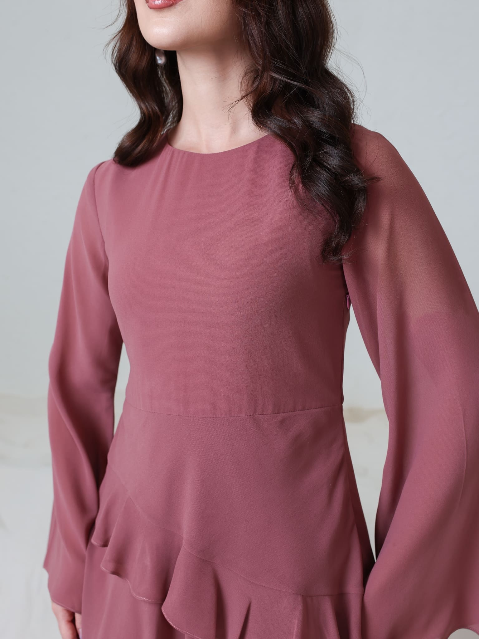 Elsie Mauve Solid Long Dress - Image 7