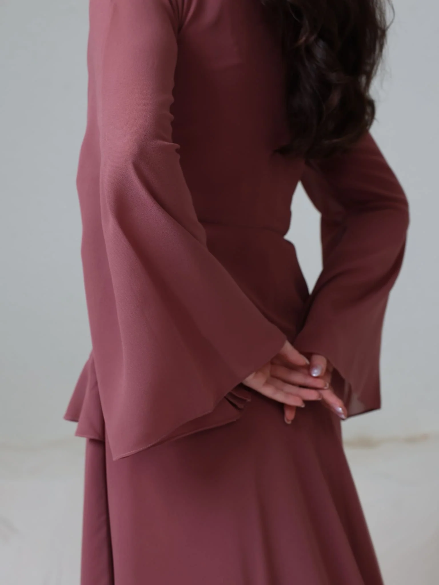 Elsie Mauve Solid Long Dress - Image 8