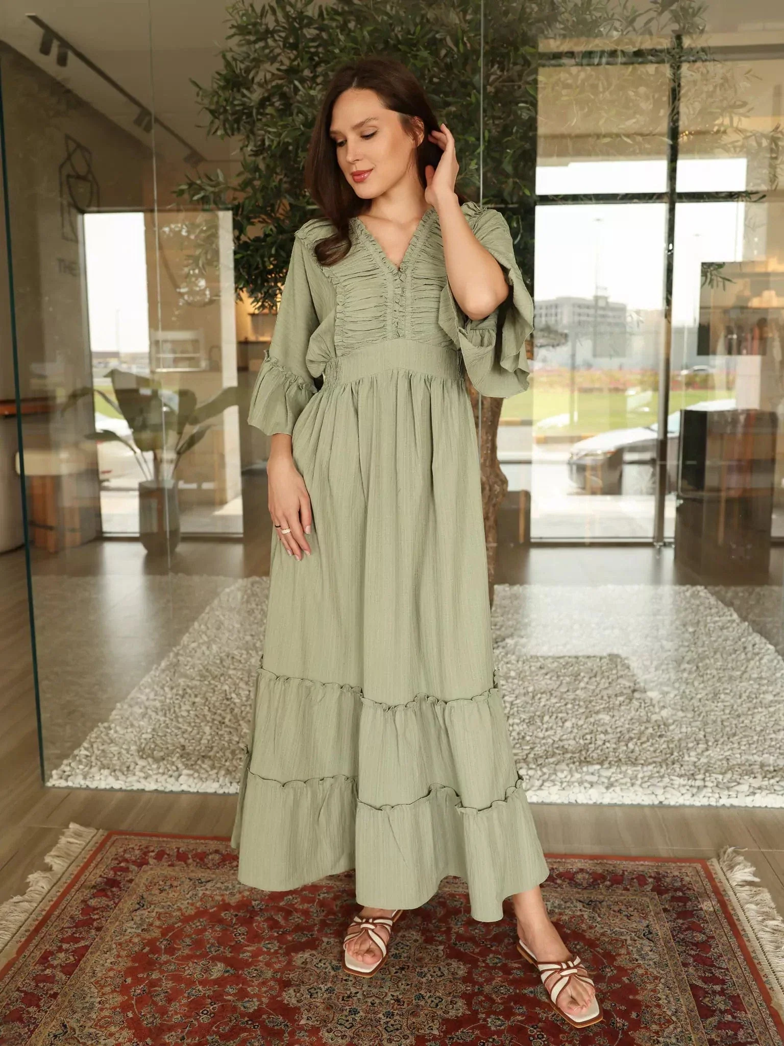 Emara Green Long Dress - Image 4