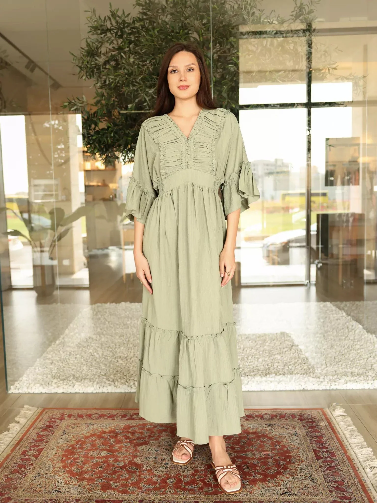 Emara Green Long Dress - Image 6