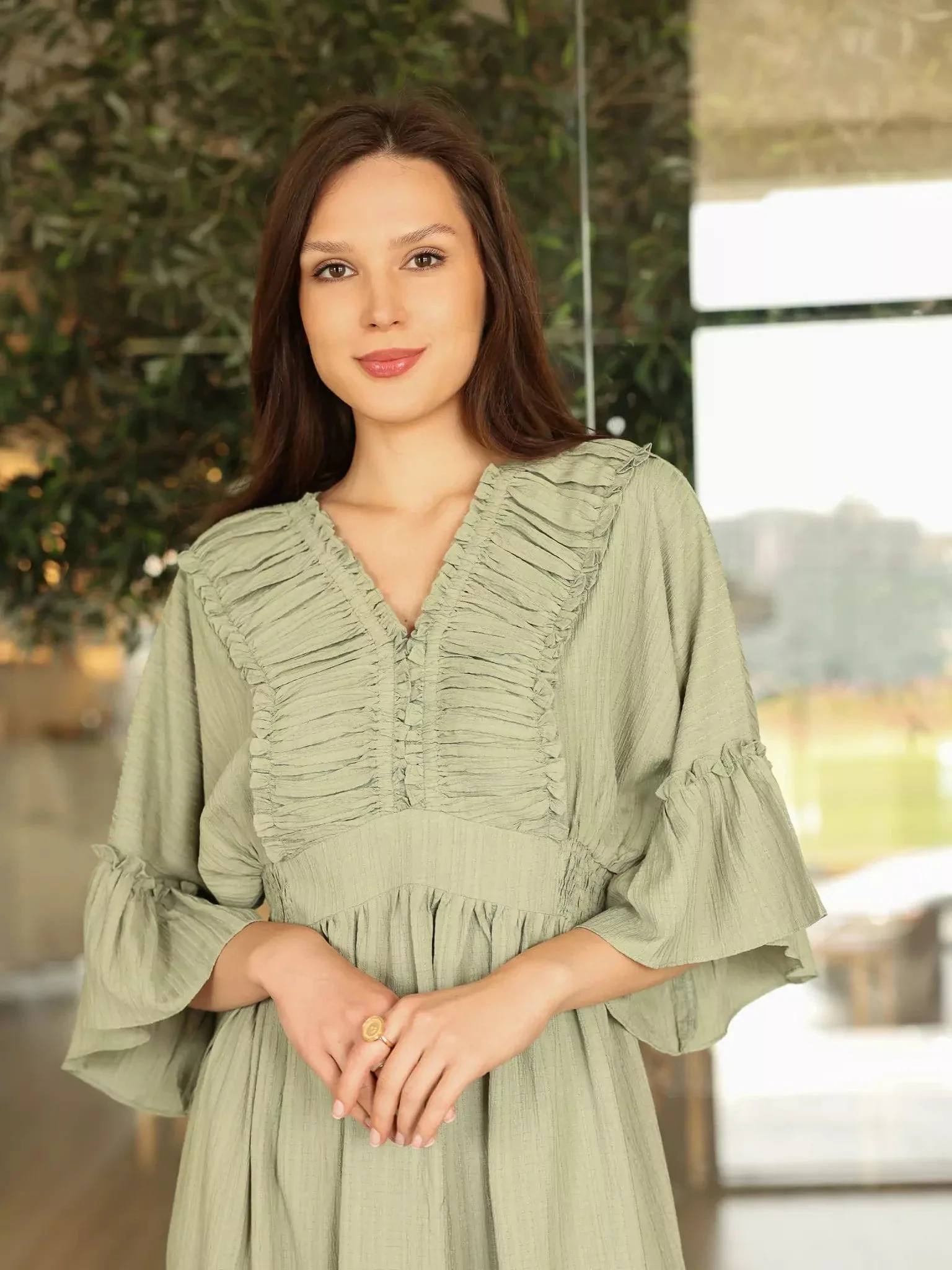 Emara Green Long Dress - Image 8