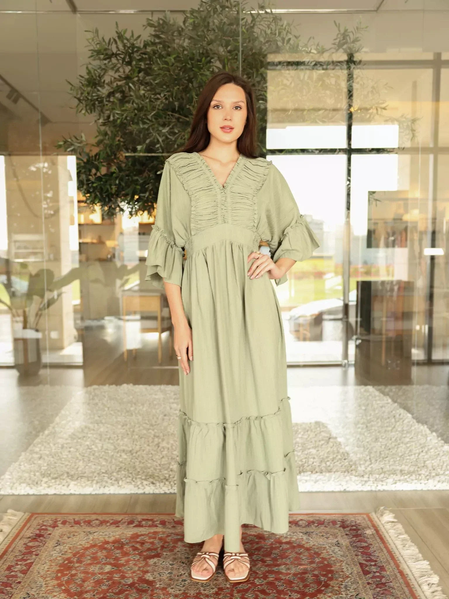 Emara Green Long Dress - Image 9