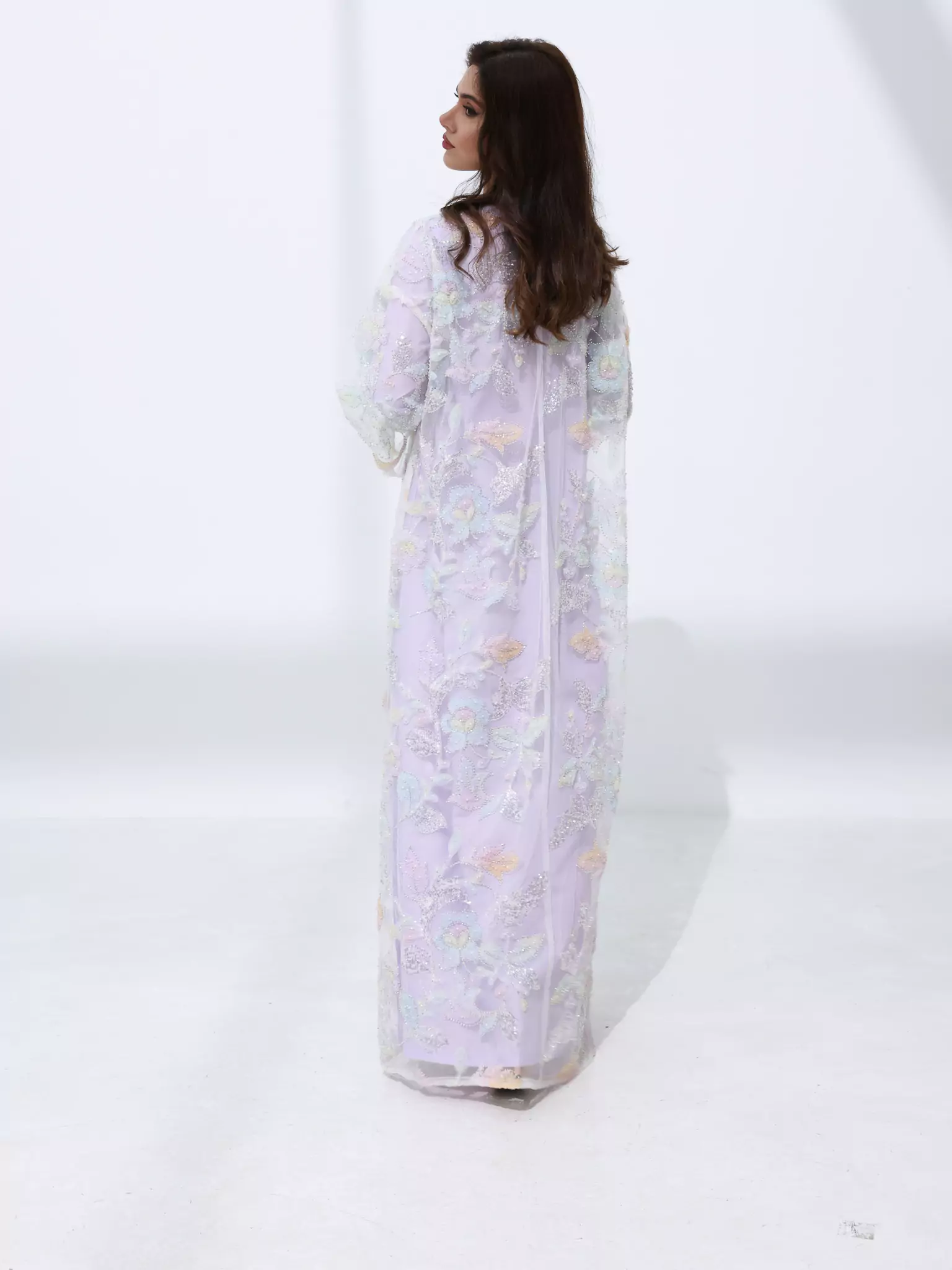 Embellished Luxury Abaya Pastel Floral - Image 3