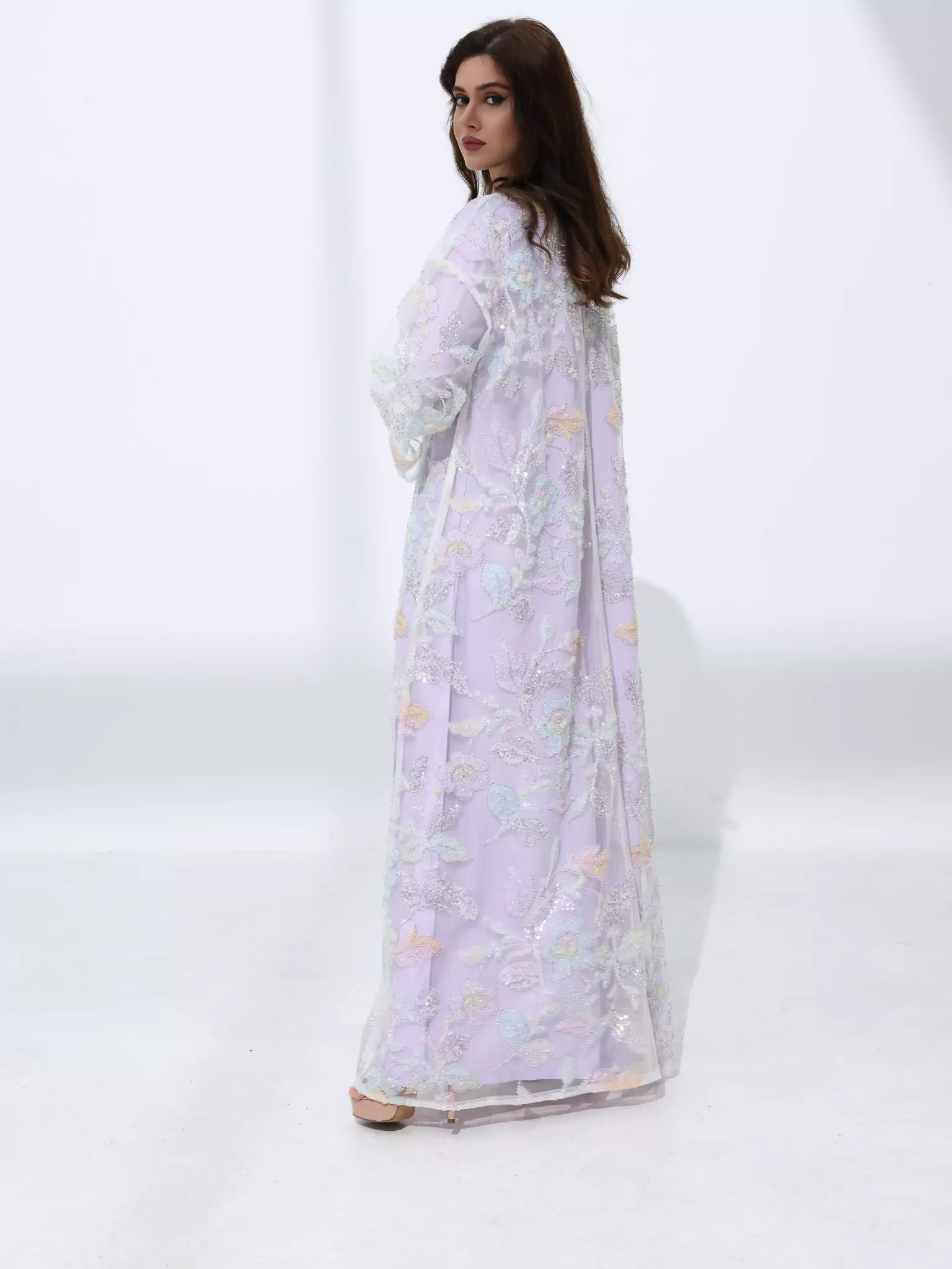 Embellished Luxury Abaya Pastel Floral - Image 4
