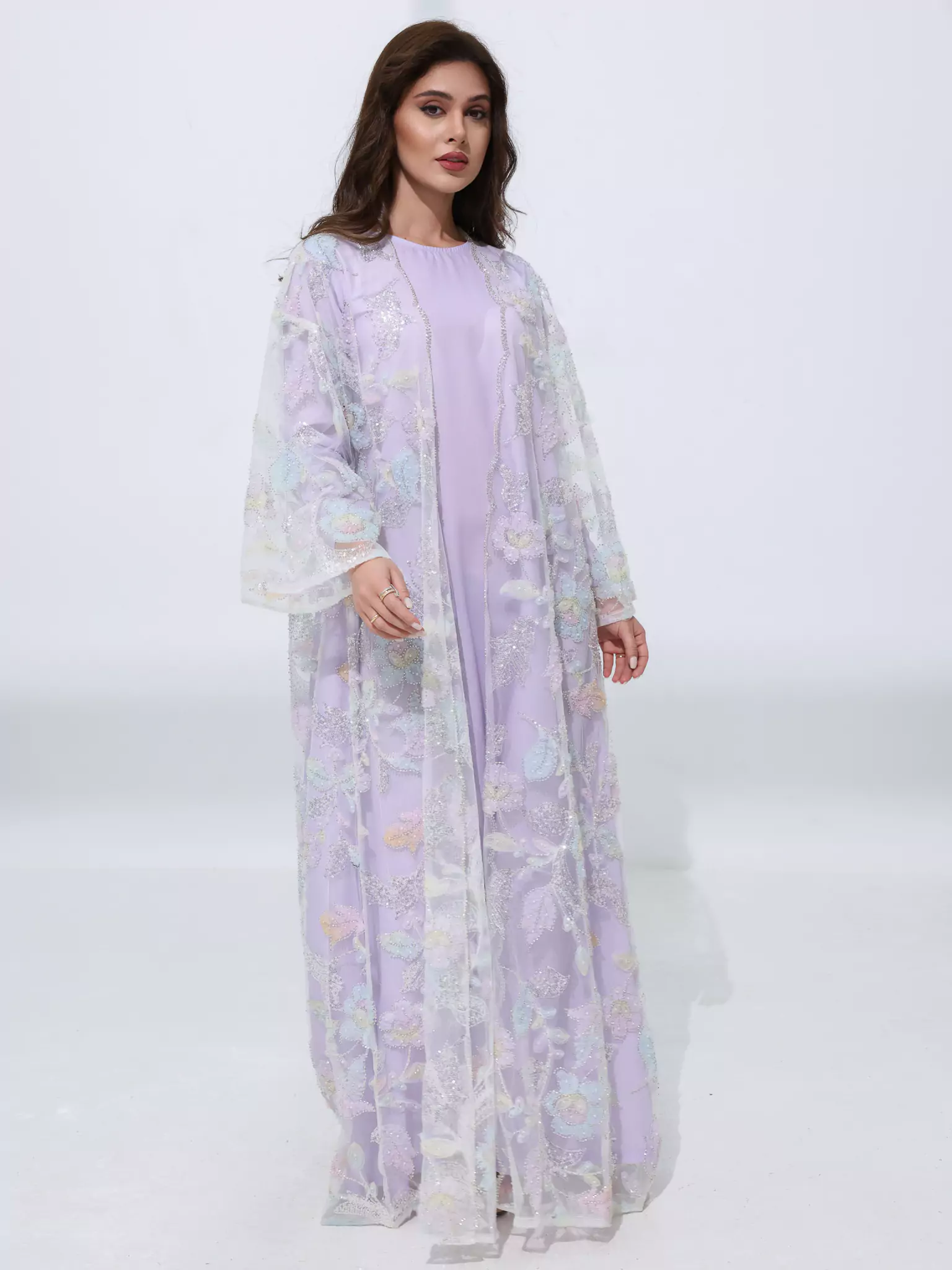 Embellished Luxury Abaya Pastel Floral - Image 6