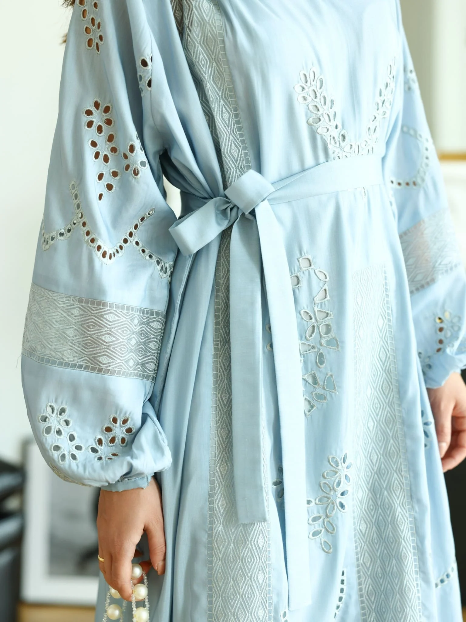 Emelith Pastel Blue Cutwork Panel Dress - Image 2