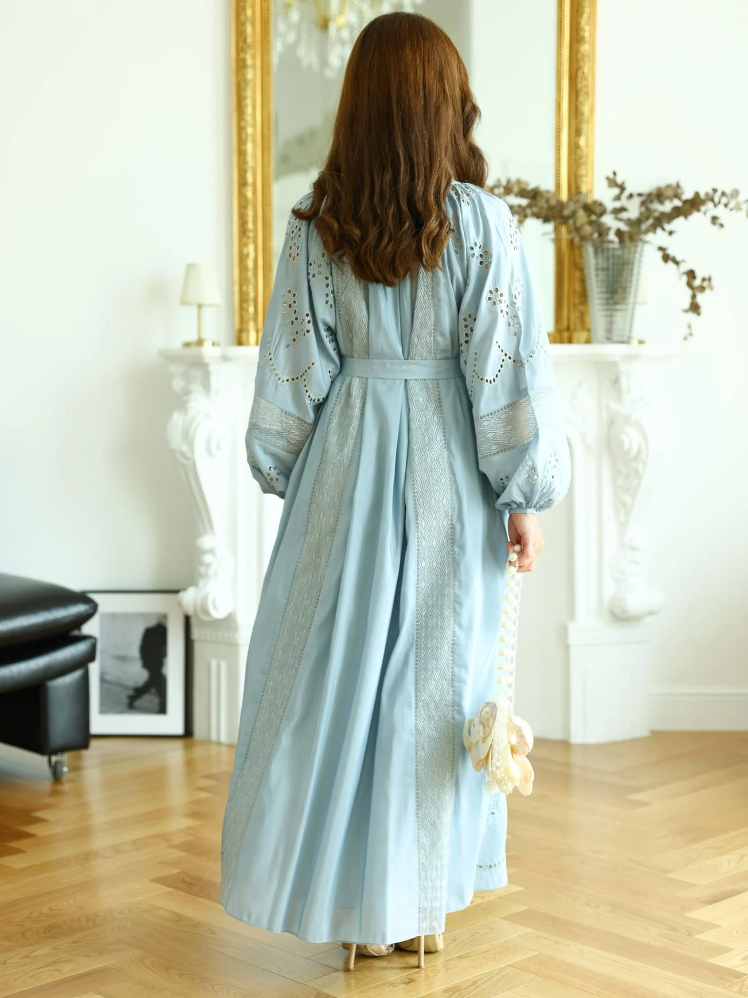 Emelith Pastel Blue Cutwork Panel Dress - Image 3
