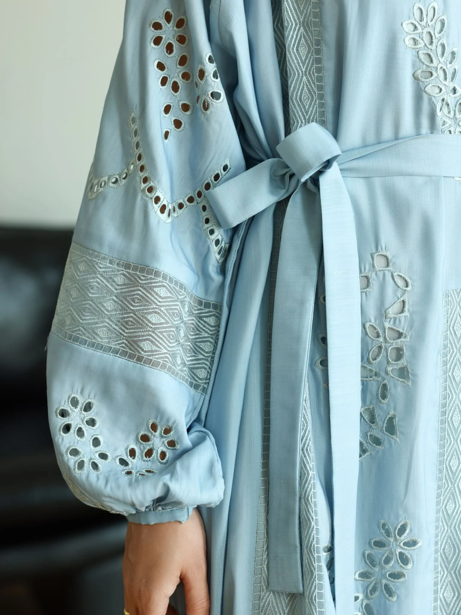 Emelith Pastel Blue Cutwork Panel Dress - Image 4
