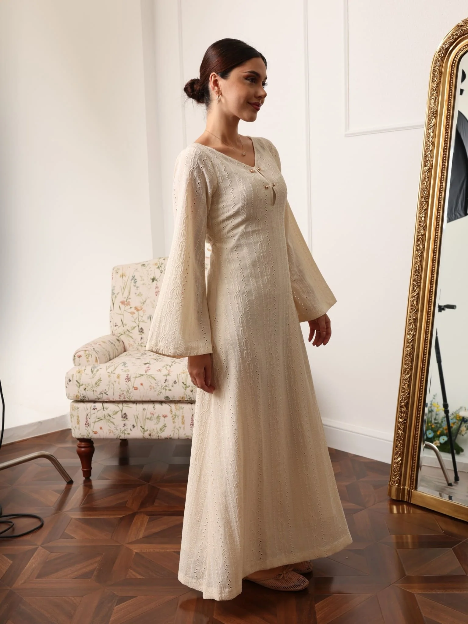 Emrisa Beige Crochet Dress - Image 3