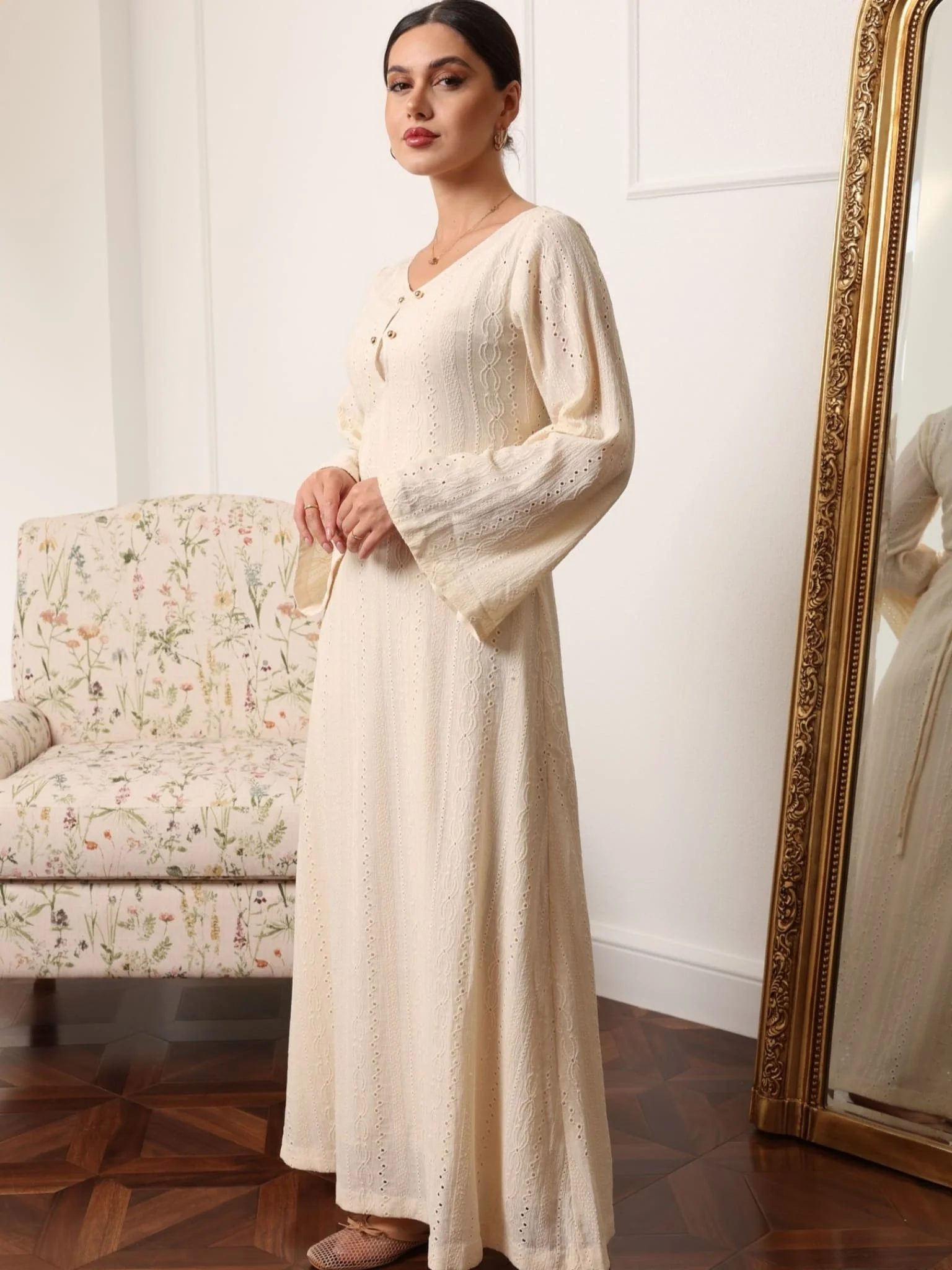 Emrisa Beige Crochet Dress - Image 6