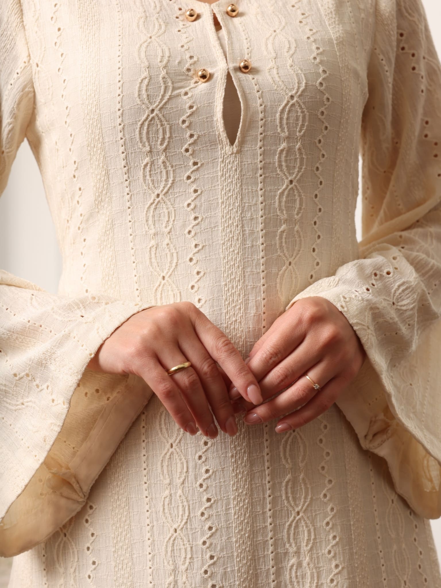 Emrisa Beige Crochet Dress - Image 7