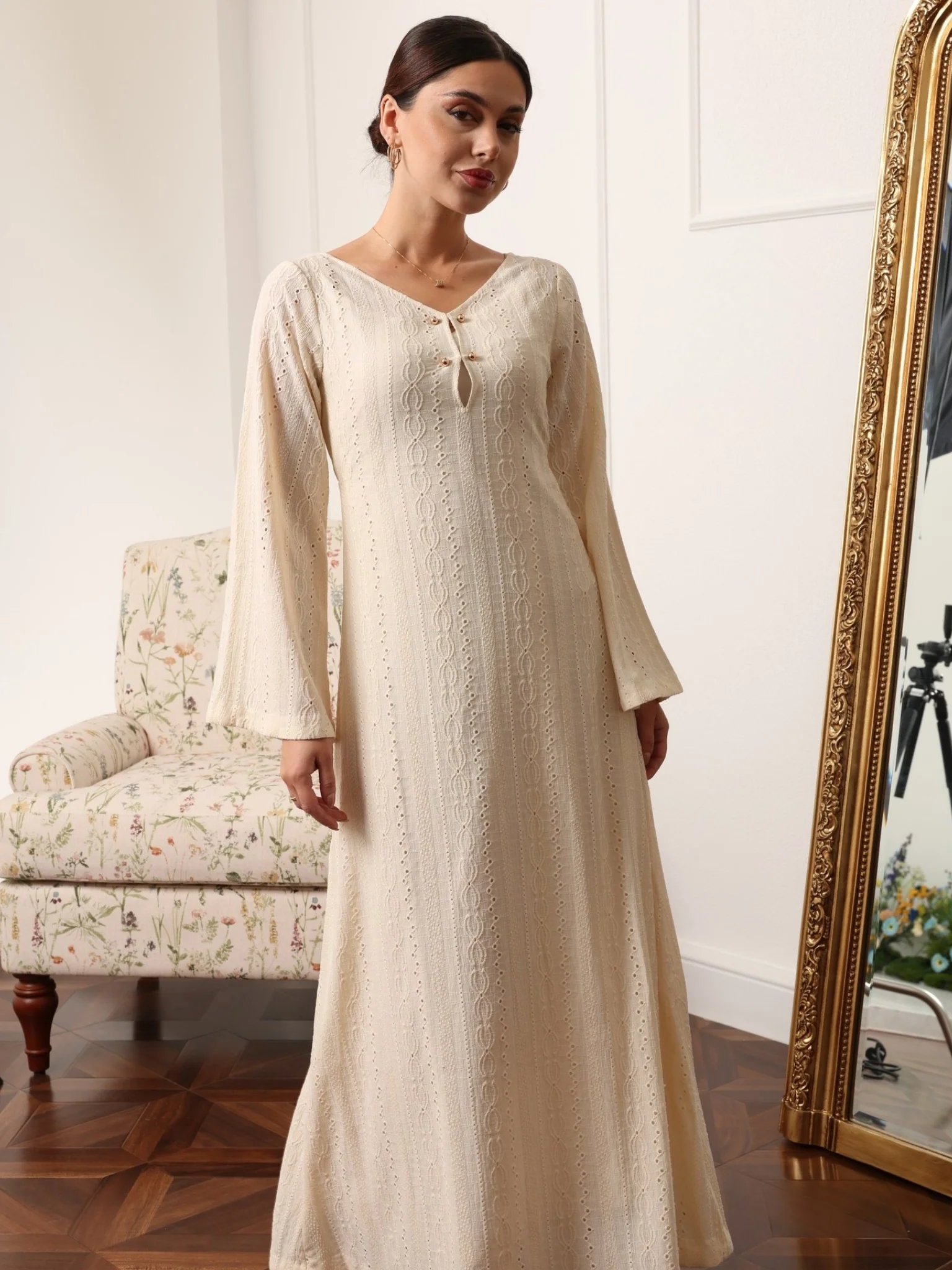 Emrisa Beige Crochet Dress - Image 8