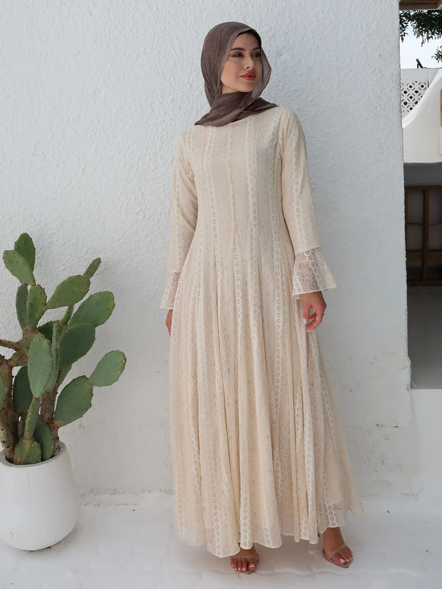 Enarah Net Panel Long Dress