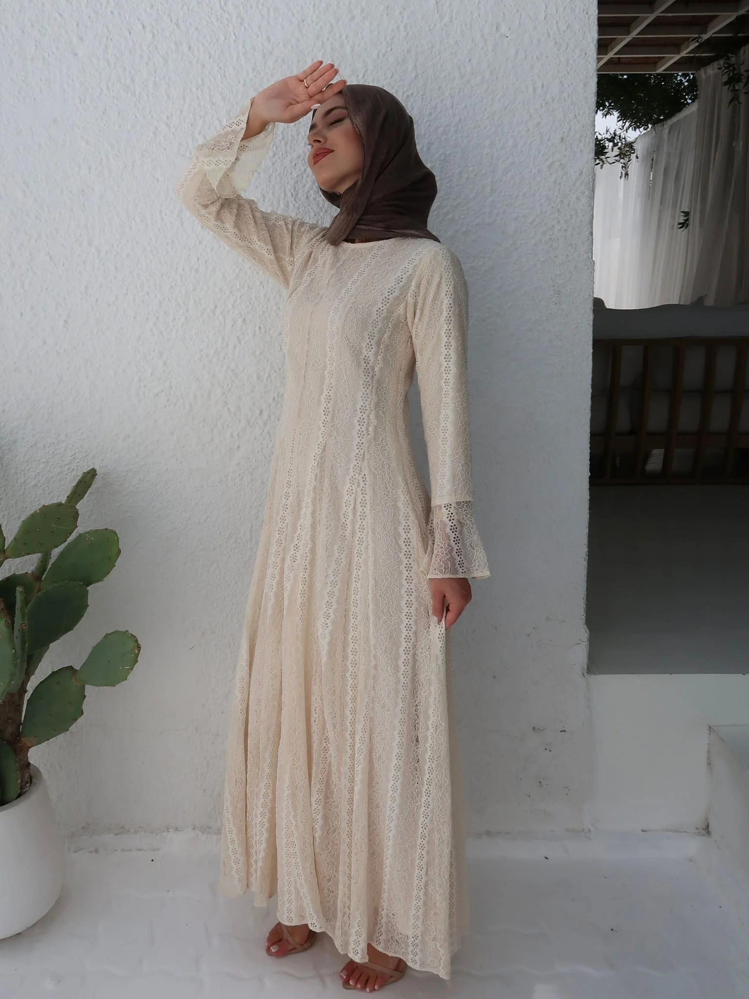 Enarah Net Panel Long Dress - Image 10