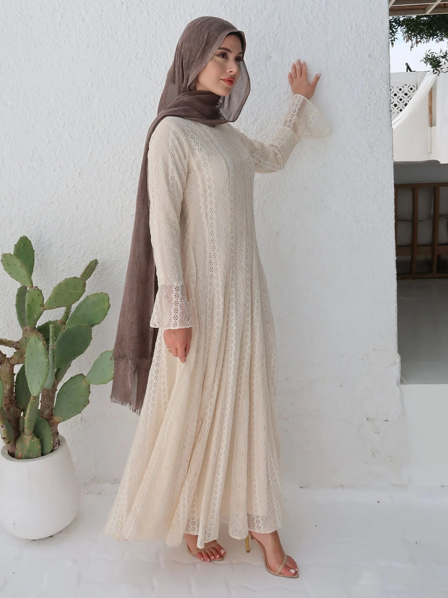 Enarah Net Panel Long Dress - Image 11