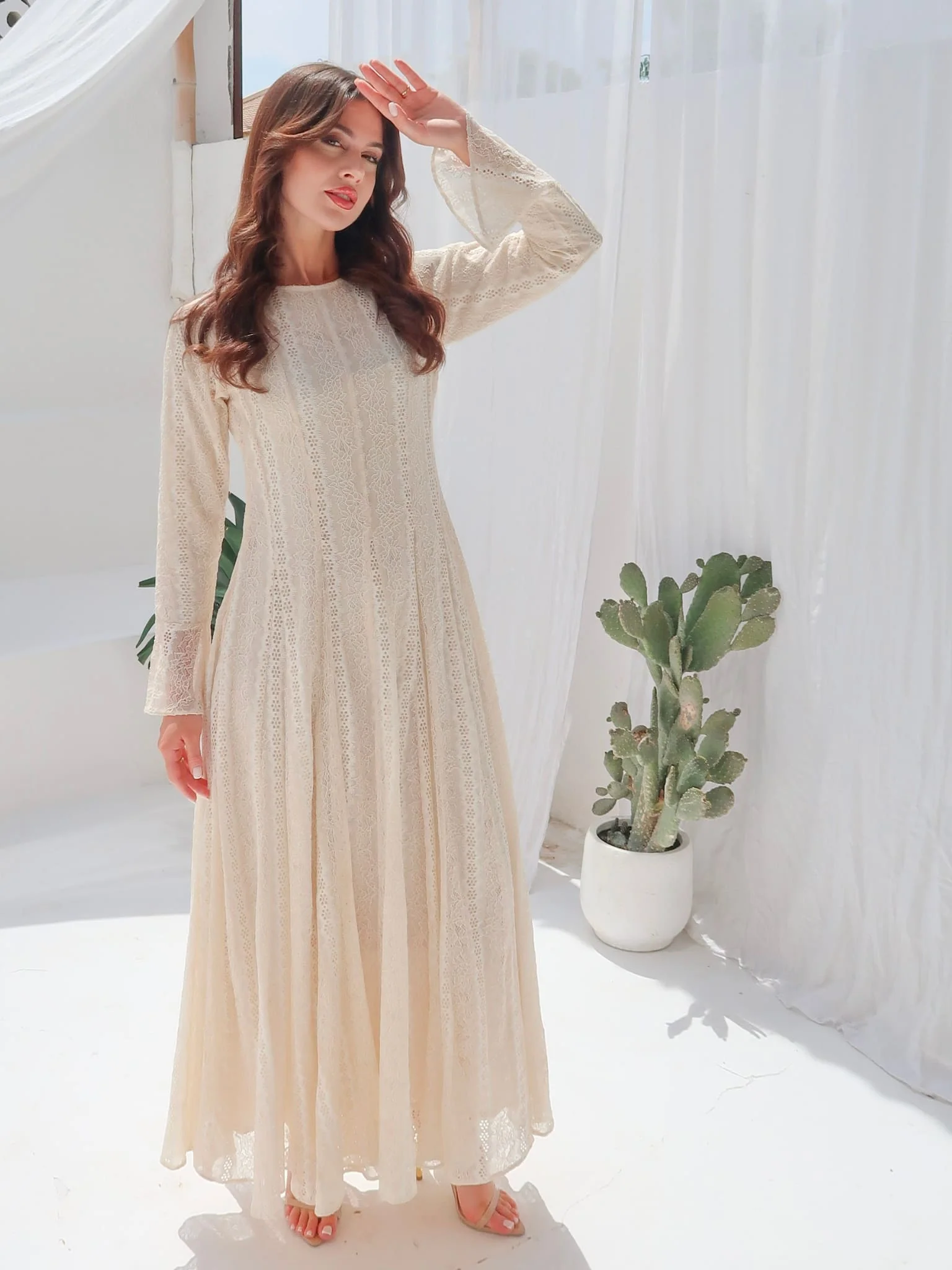 Enarah Net Panel Long Dress - Image 18