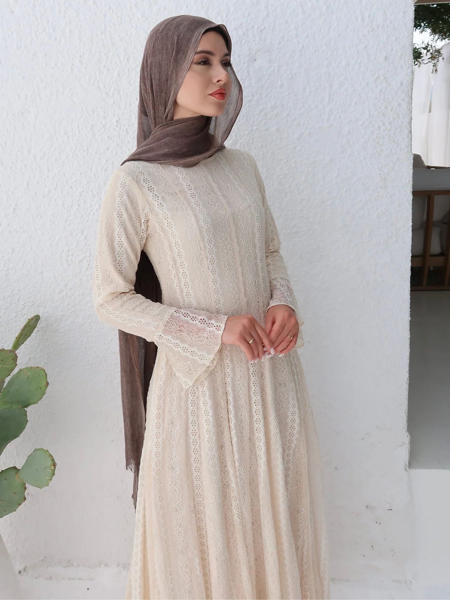 Enarah Net Panel Long Dress - Image 6