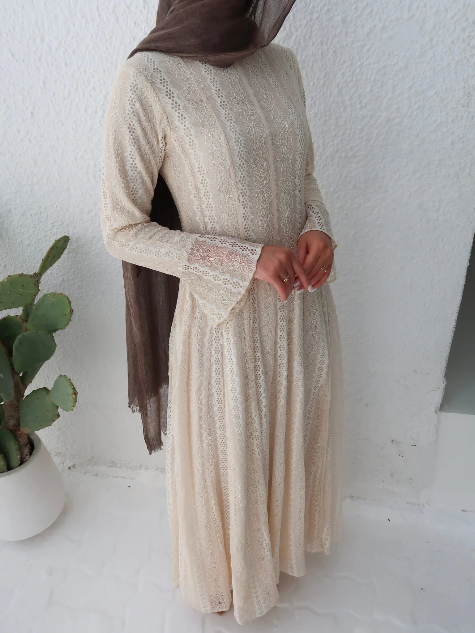 Enarah Net Panel Long Dress - Image 9