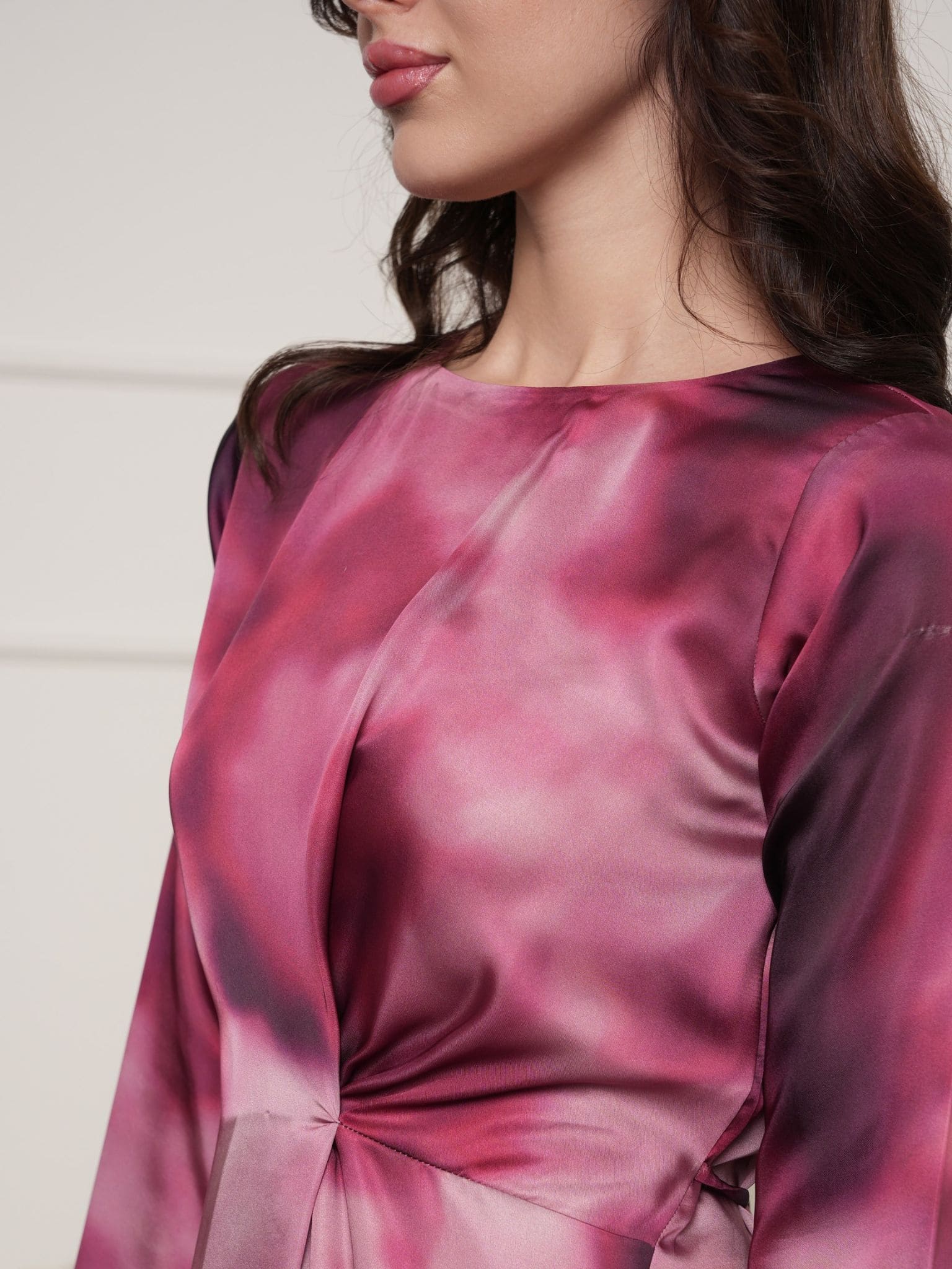 Esen Printed Silk Long Dress - Image 5