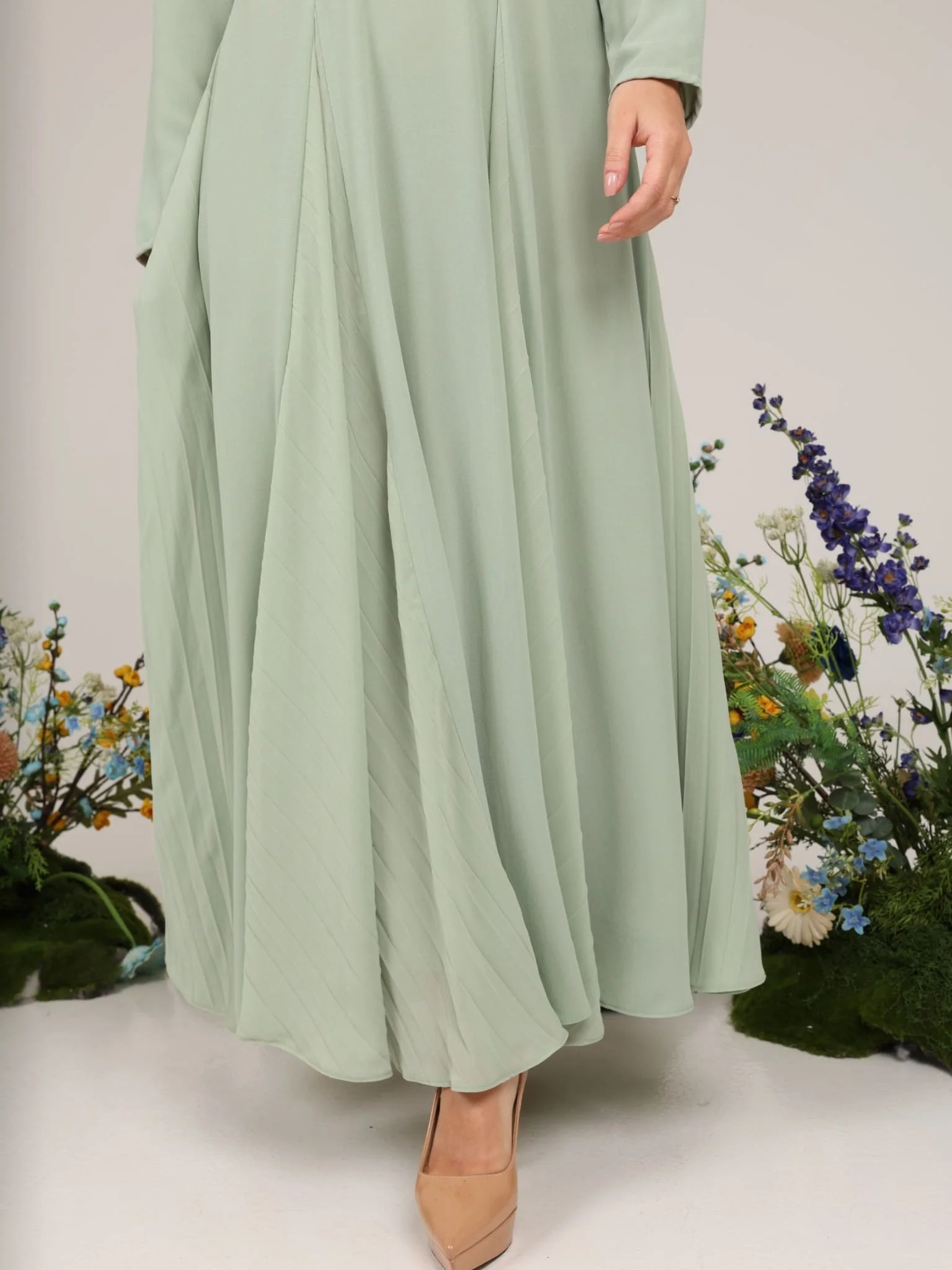 Esther Sage Panel Dress - Image 2
