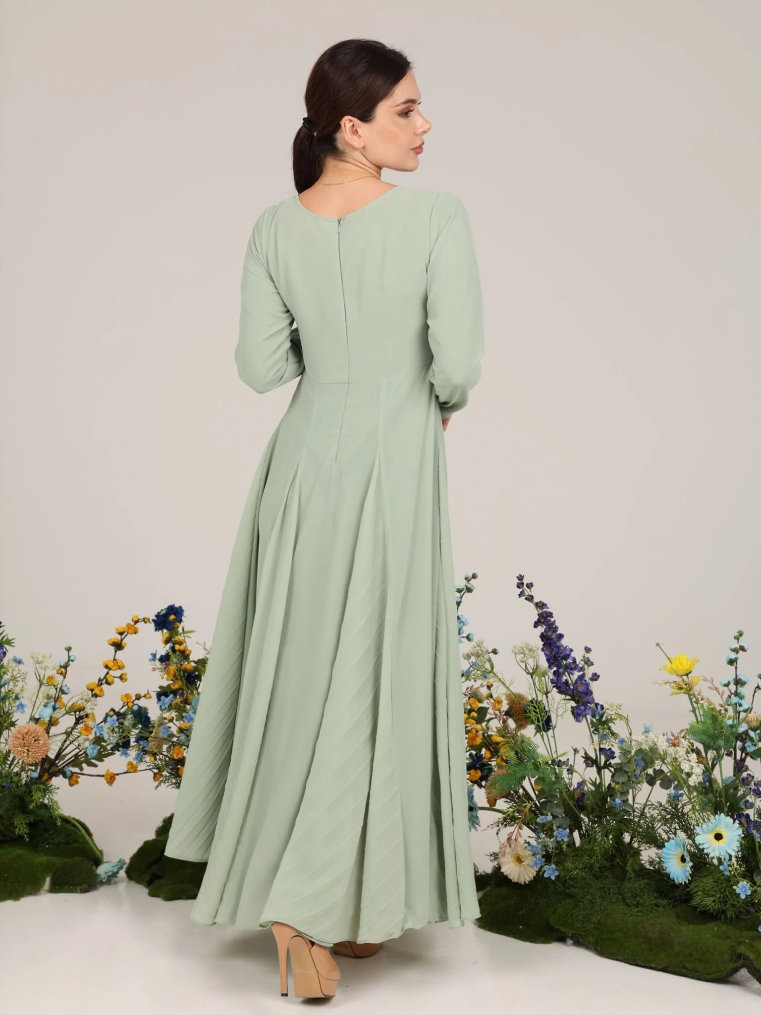 Esther Sage Panel Dress - Image 4