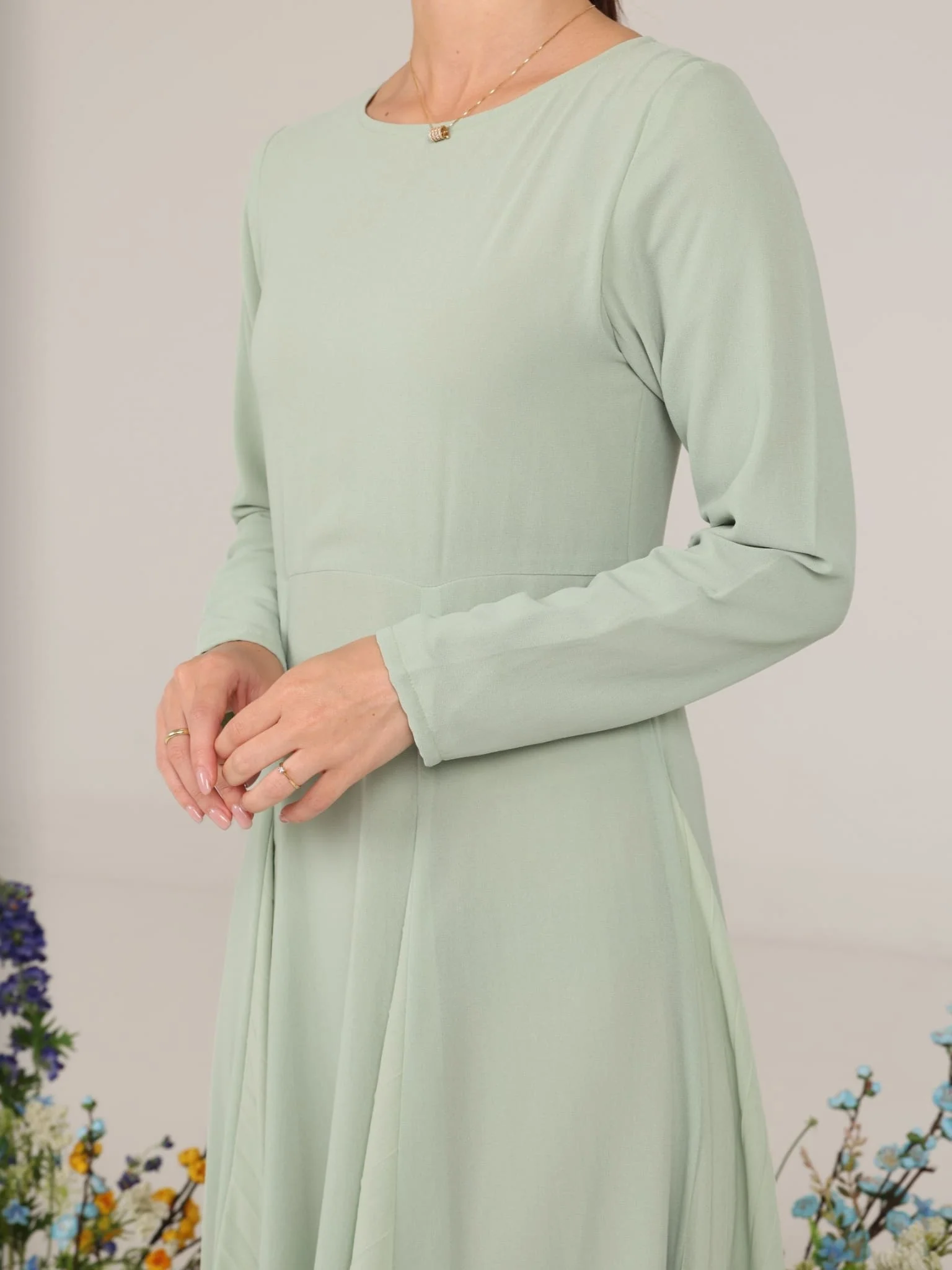 Esther Sage Panel Dress - Image 5
