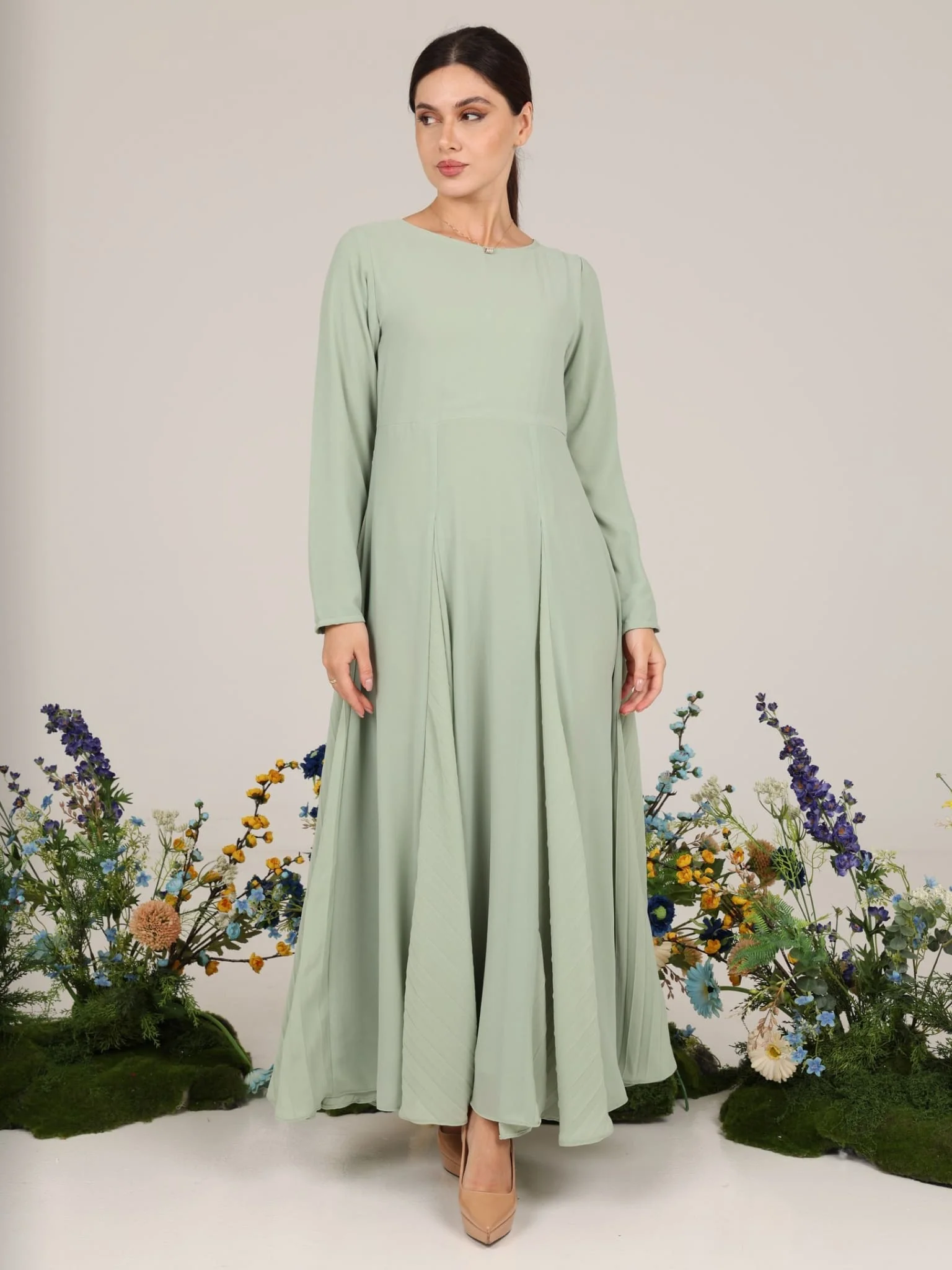 Esther Sage Panel Dress - Image 7