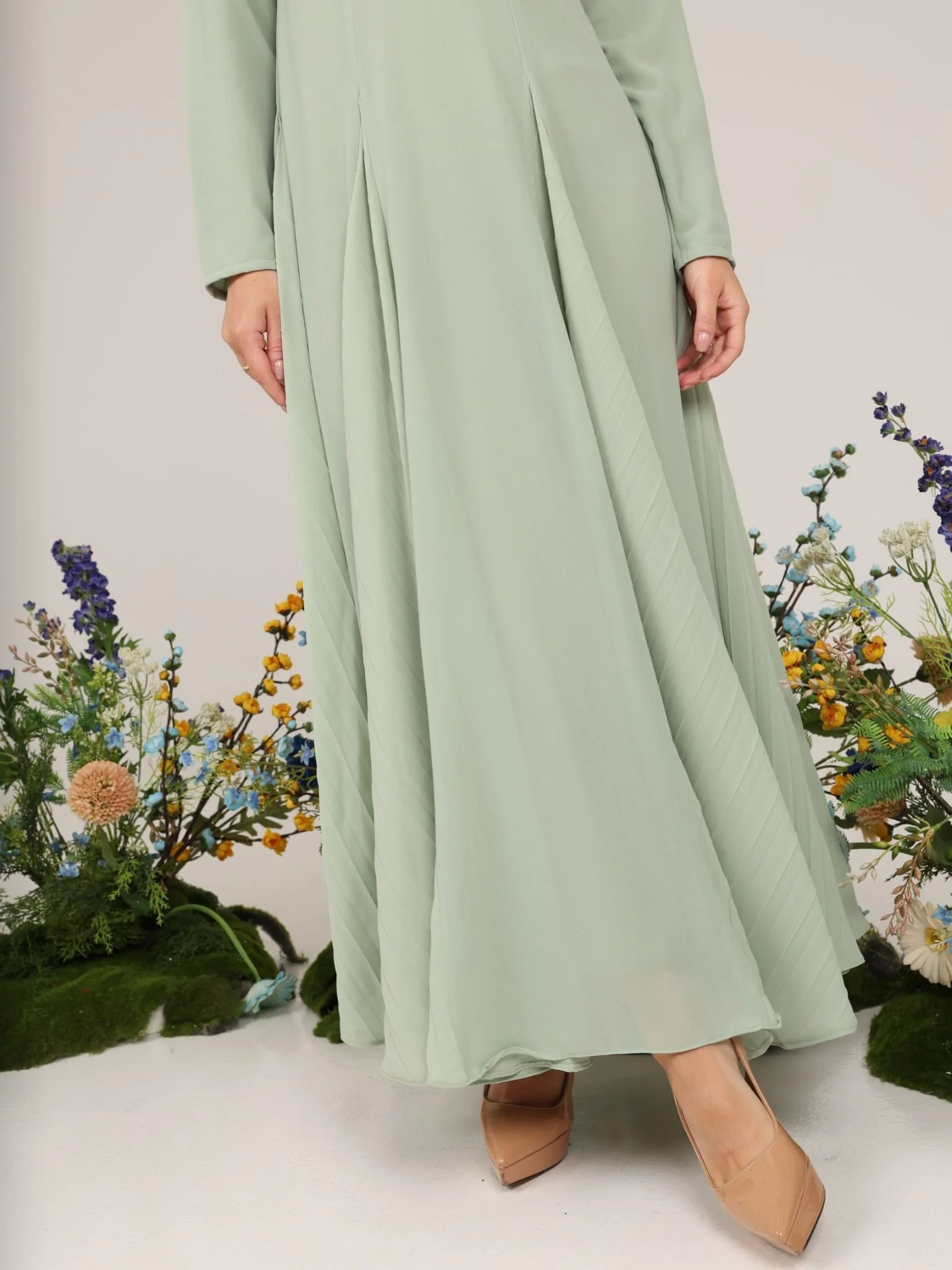 Esther Sage Panel Dress - Image 8