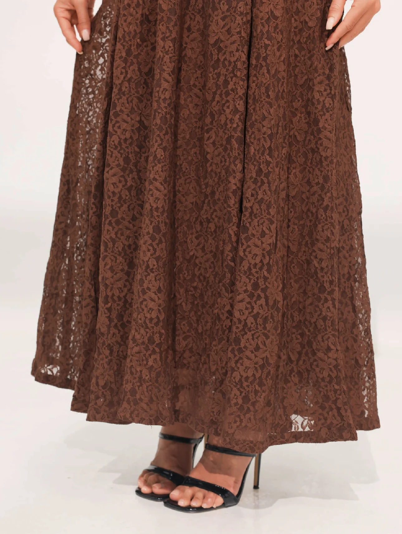 Evaleen Brown Panel Net Dress - Image 3