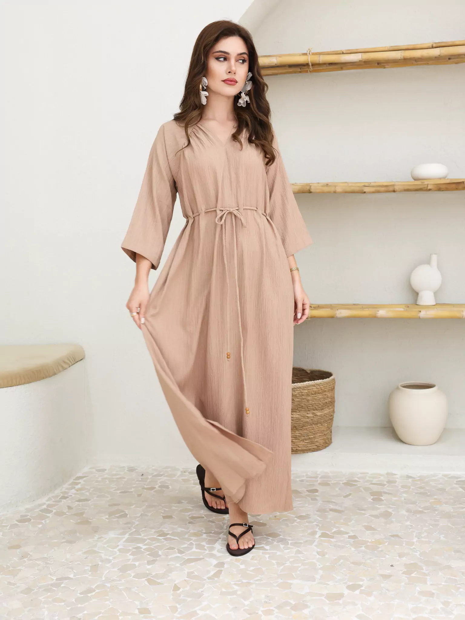 Evania String Beige Long Dress - Image 6
