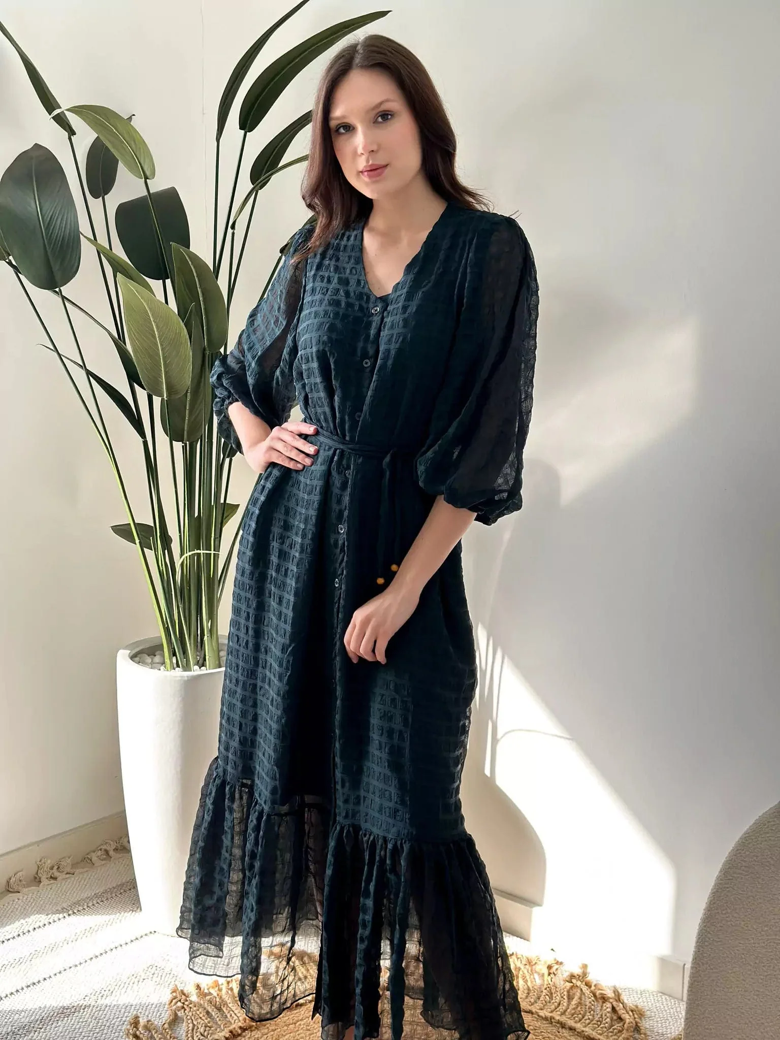 Ever Green Texture Long Dress - Image 4