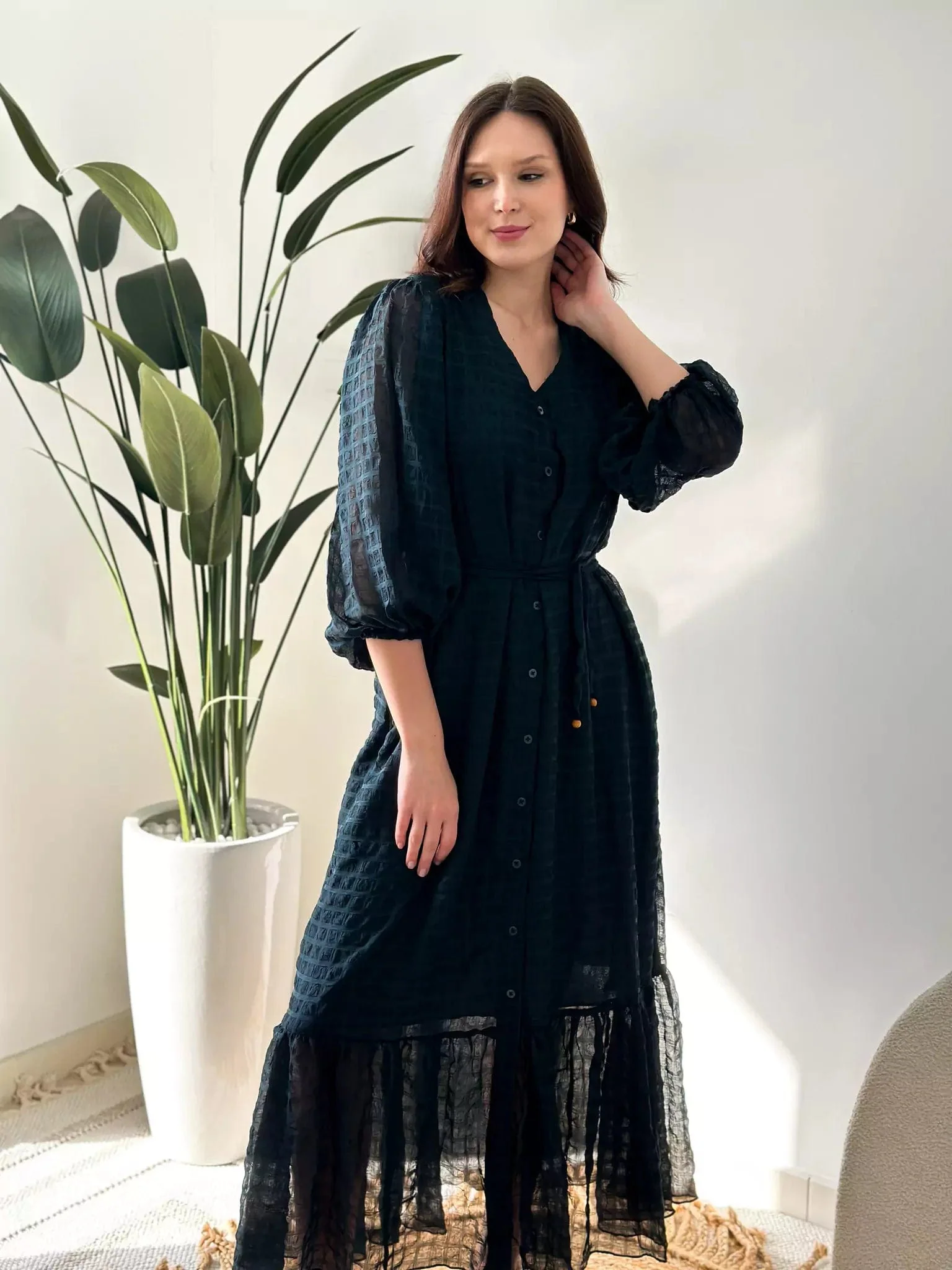 Ever Green Texture Long Dress - Image 5