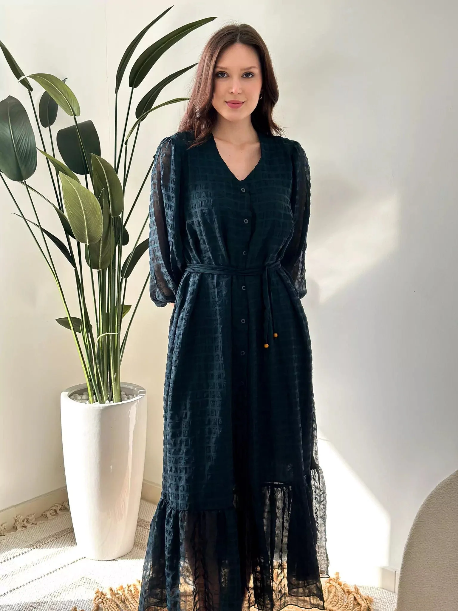 Ever Green Texture Long Dress - Image 6