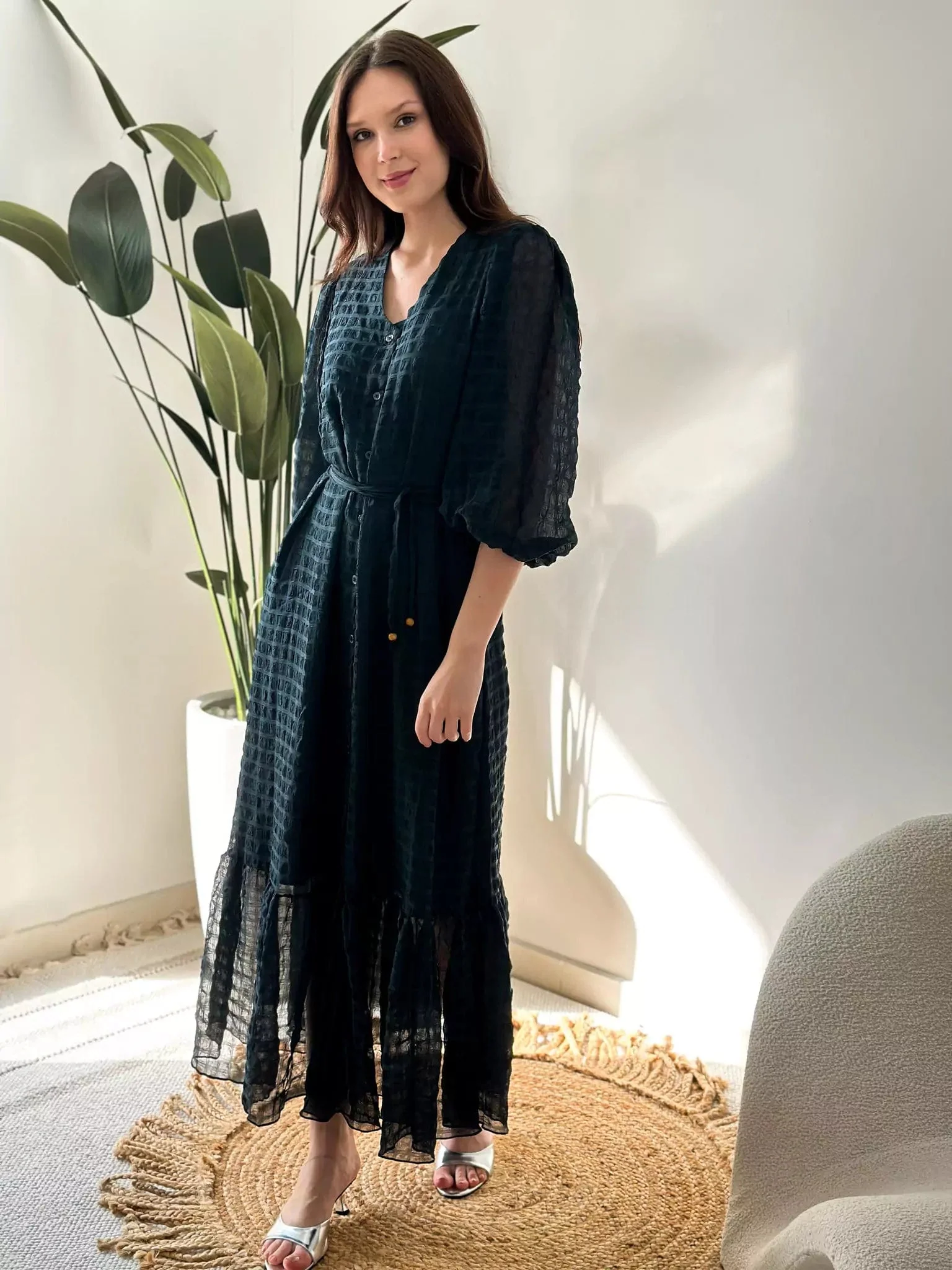 Ever Green Texture Long Dress - Image 7