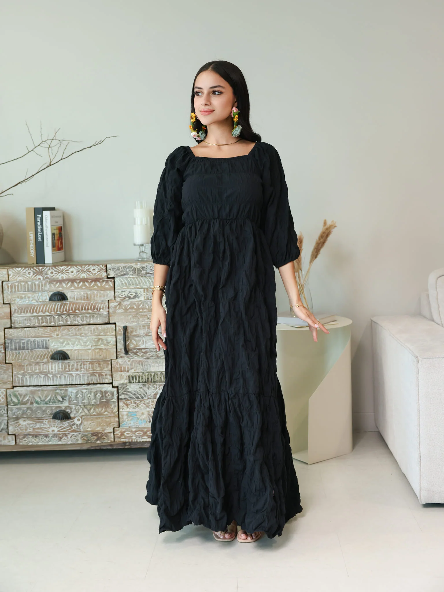 Feava Black Texture Dress - Image 3
