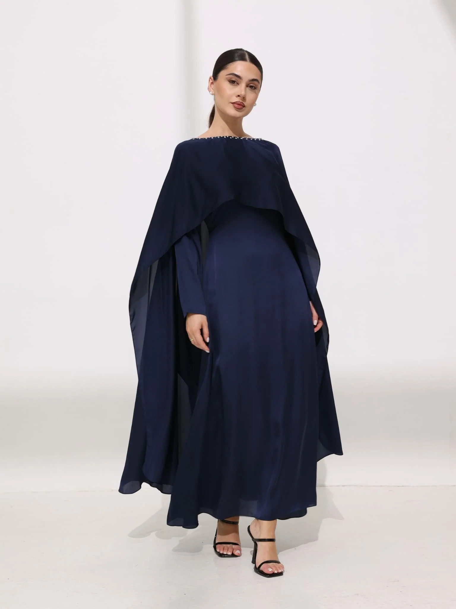 Ferisha Blue Embellished Cape And Dress - Image 3