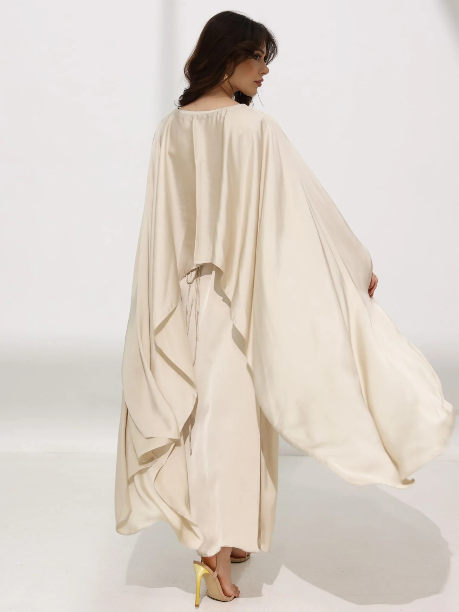 Ferisha Light Beige Embellished Cape And Dress - Image 3