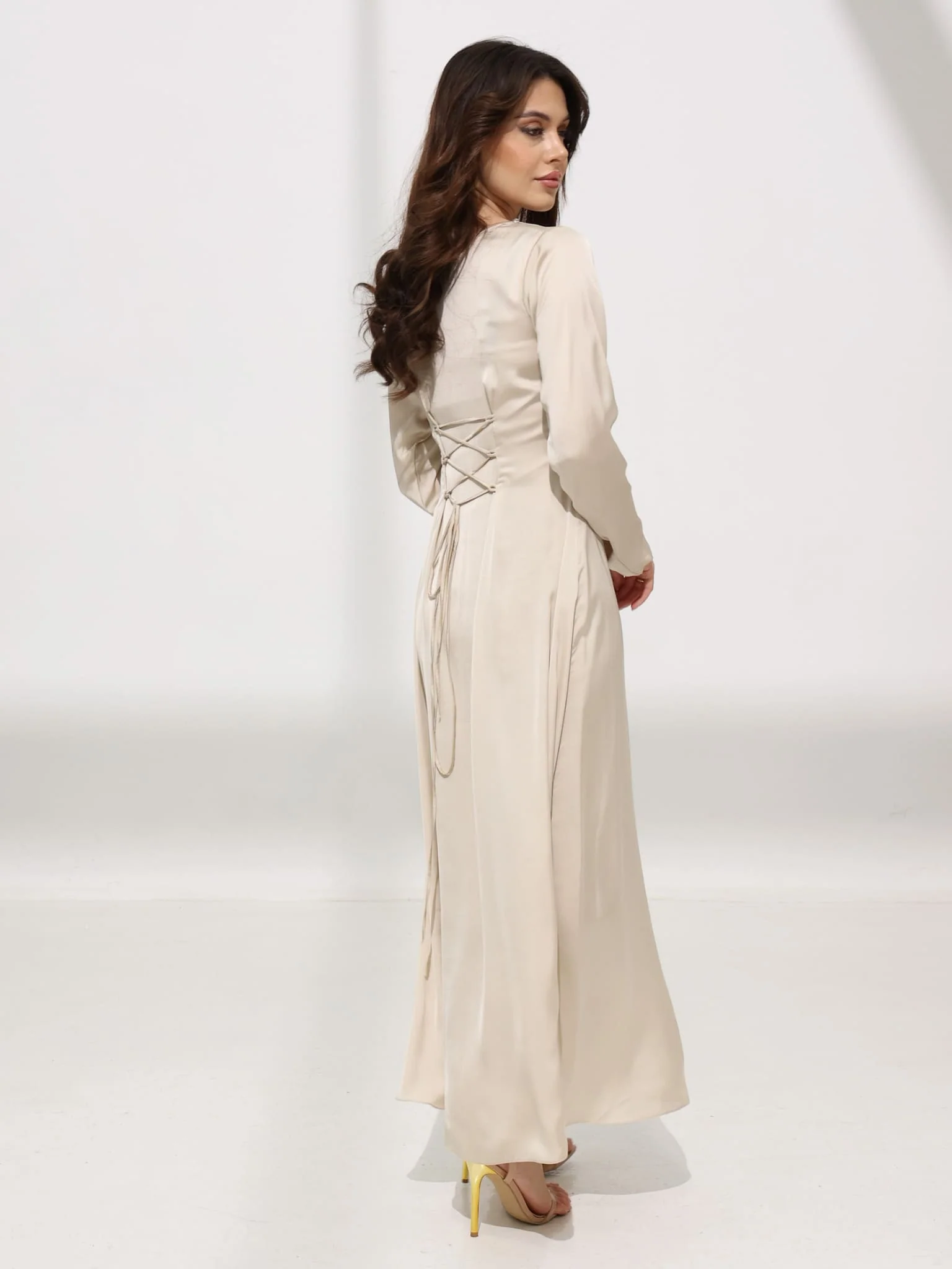 Ferisha Light Beige Embellished Cape And Dress - Image 6